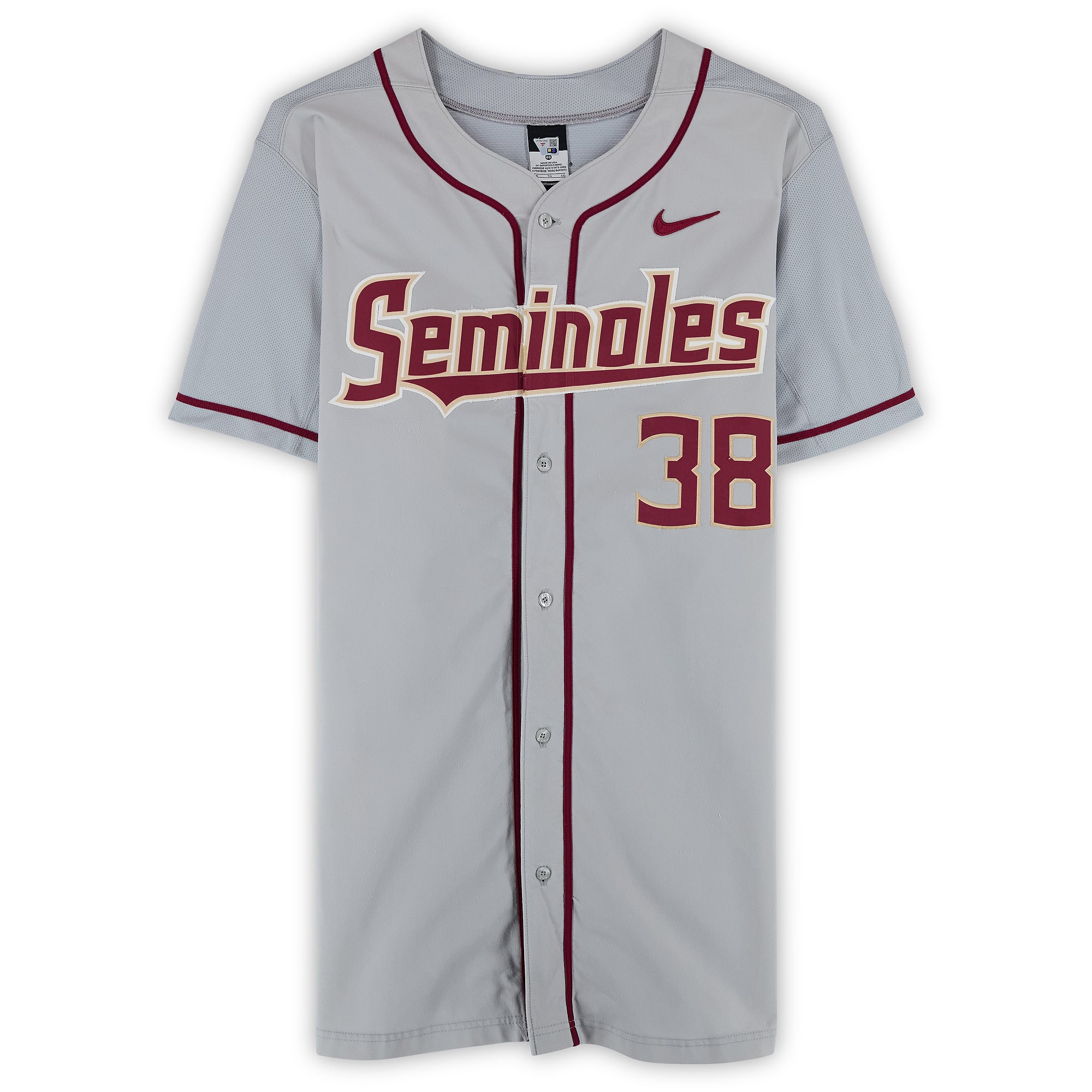 Florida State Seminoles Team-Issued #38 Jersey from the 2017 College World Series