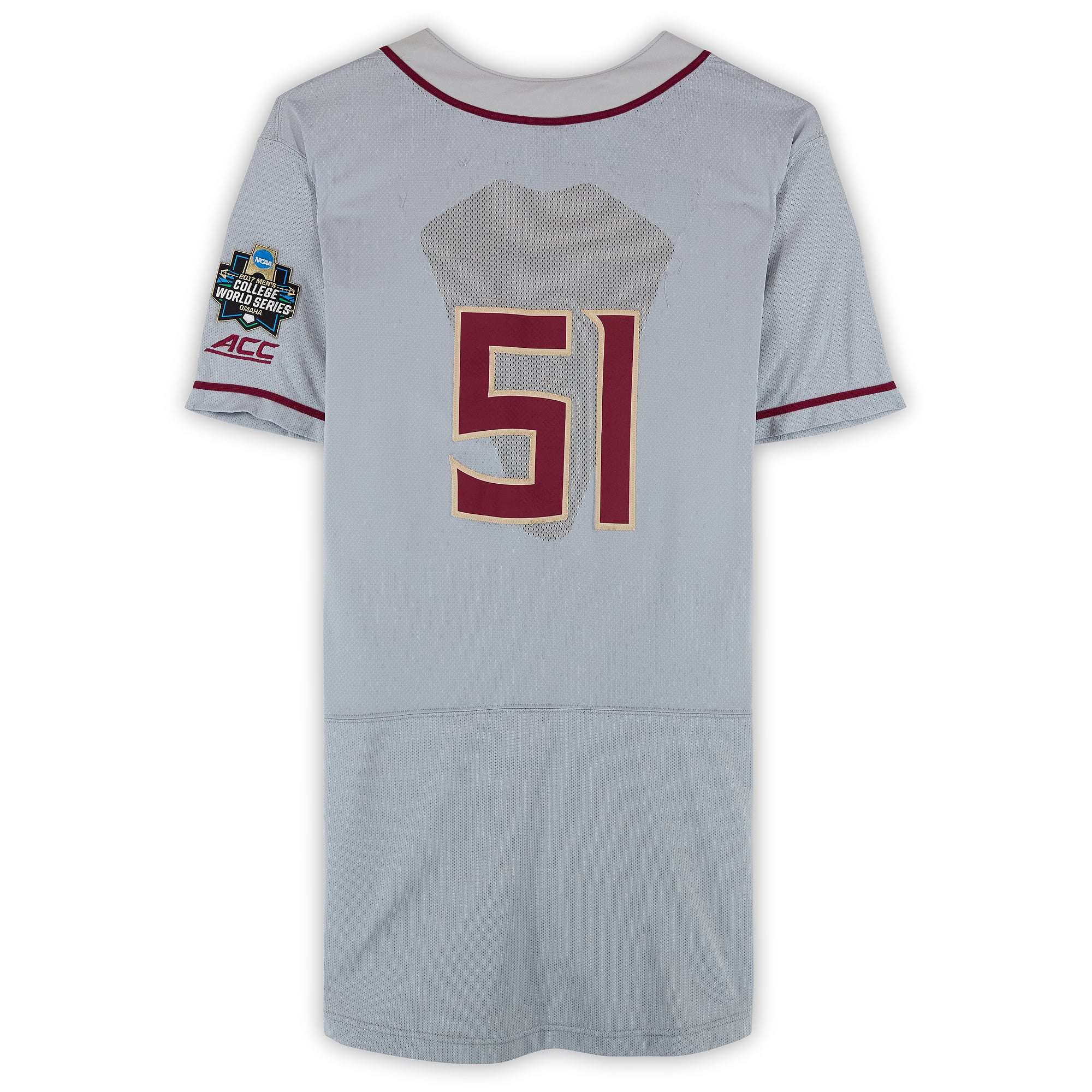 Florida State Seminoles Team-Issued #51 Gray Jersey from the 2017 College World Series - Size 48