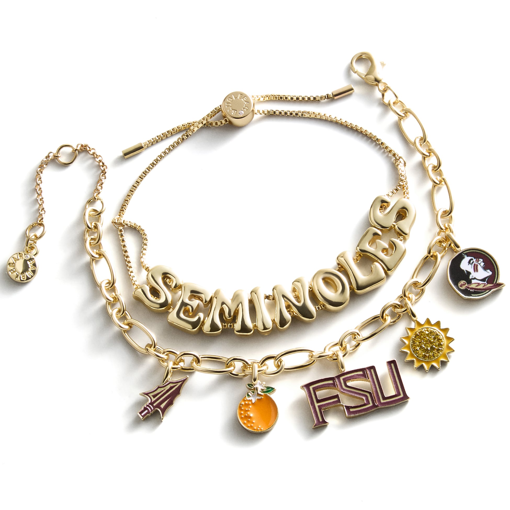 Ensemble de deux bracelets BaubleBar Florida State Seminoles avec breloques délicates et slogan