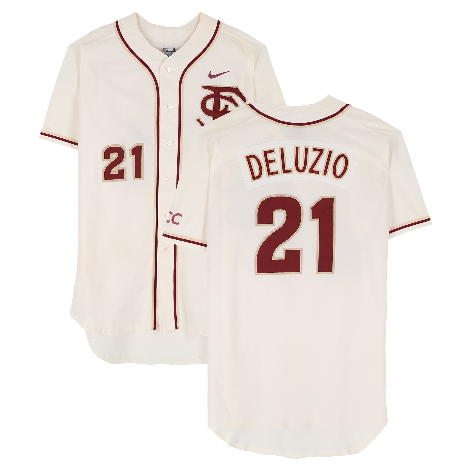 Ben Deluzio Florida State Seminoles Player-Issued #21 White FS Jersey from the Baseball Program - Size 50
