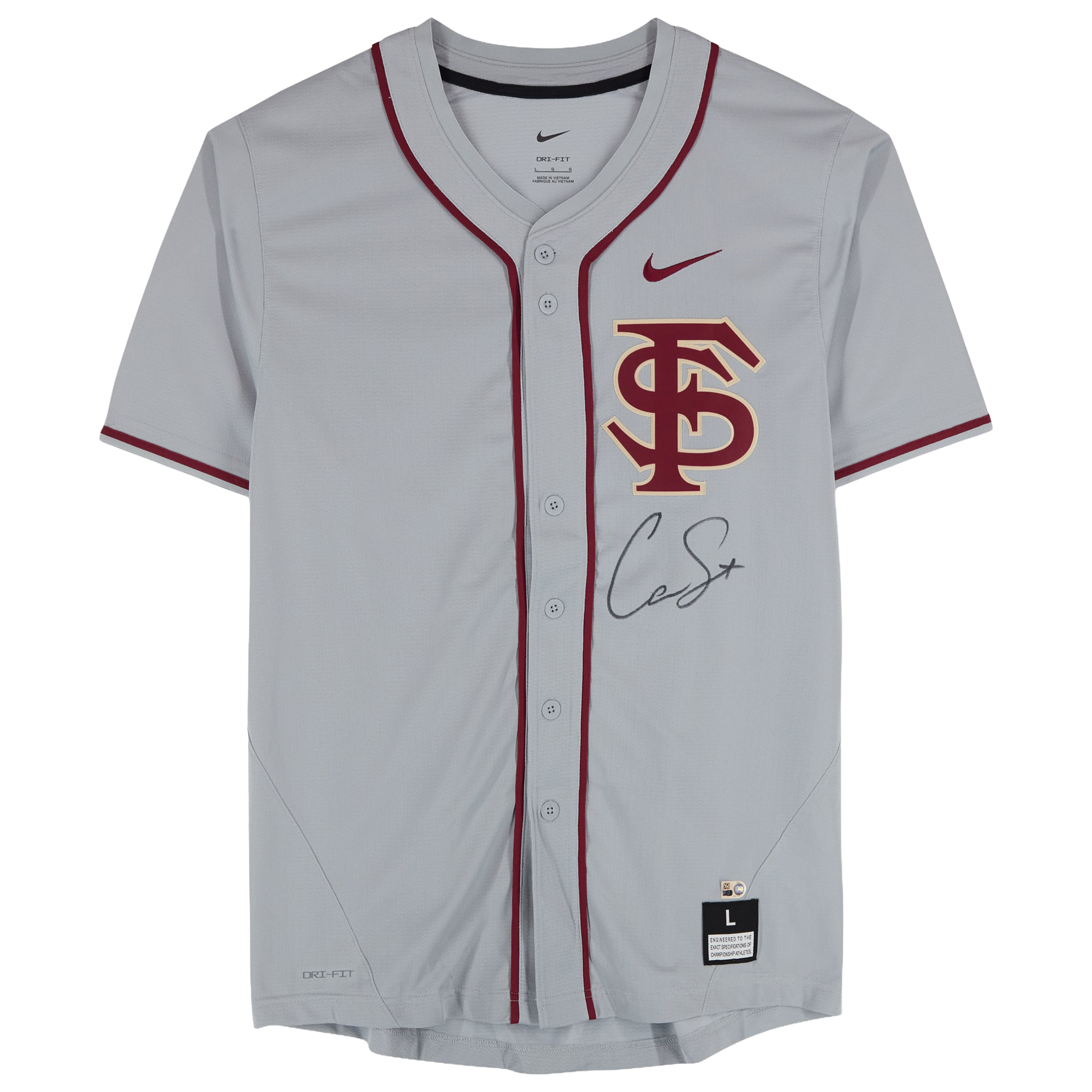 Cam Smith Florida State Seminoles Autographed Nike Gray Replica Jersey
