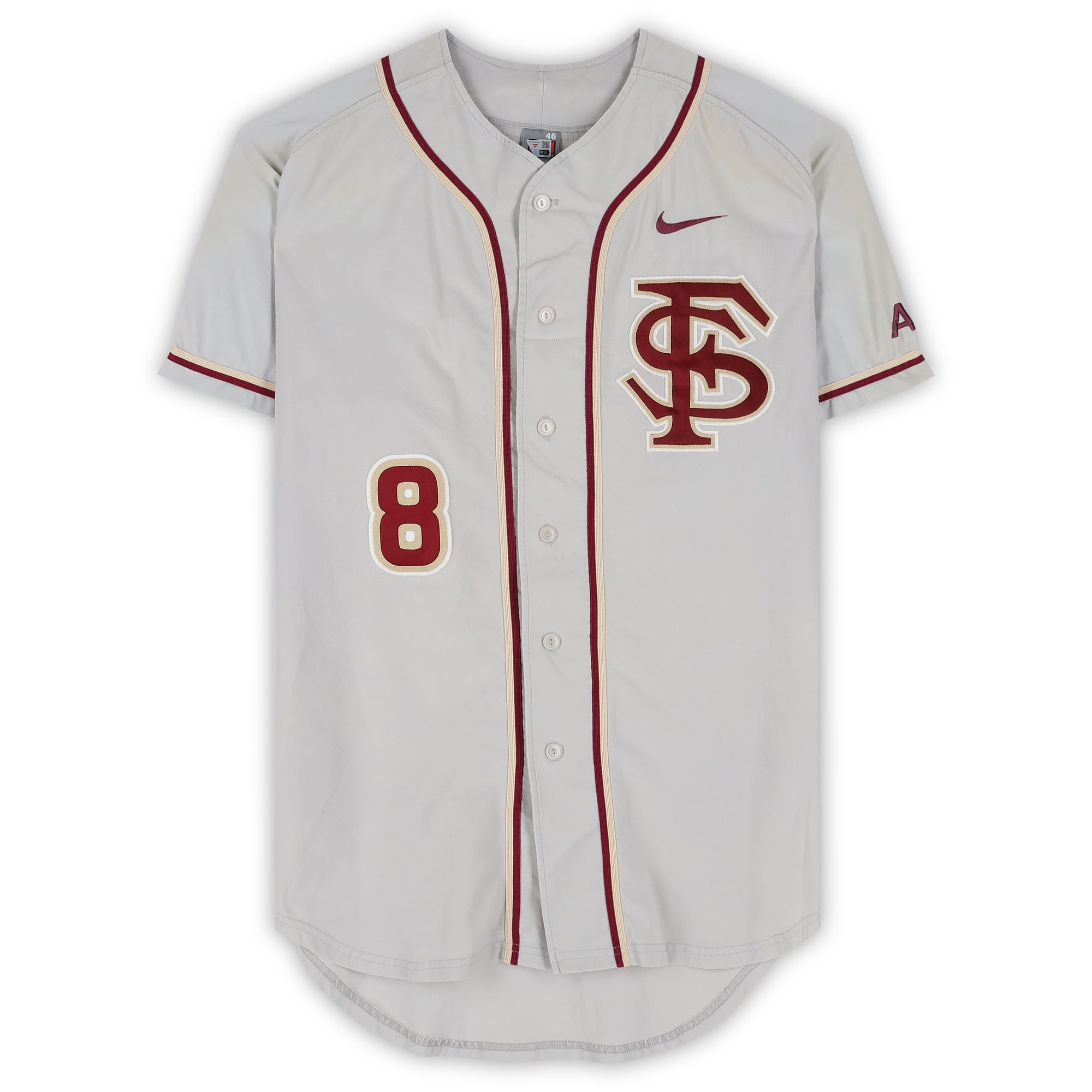 Devon Travis Florida State Seminoles Player-Issued #8 Gray Jersey from the Baseball Program - Size 46
