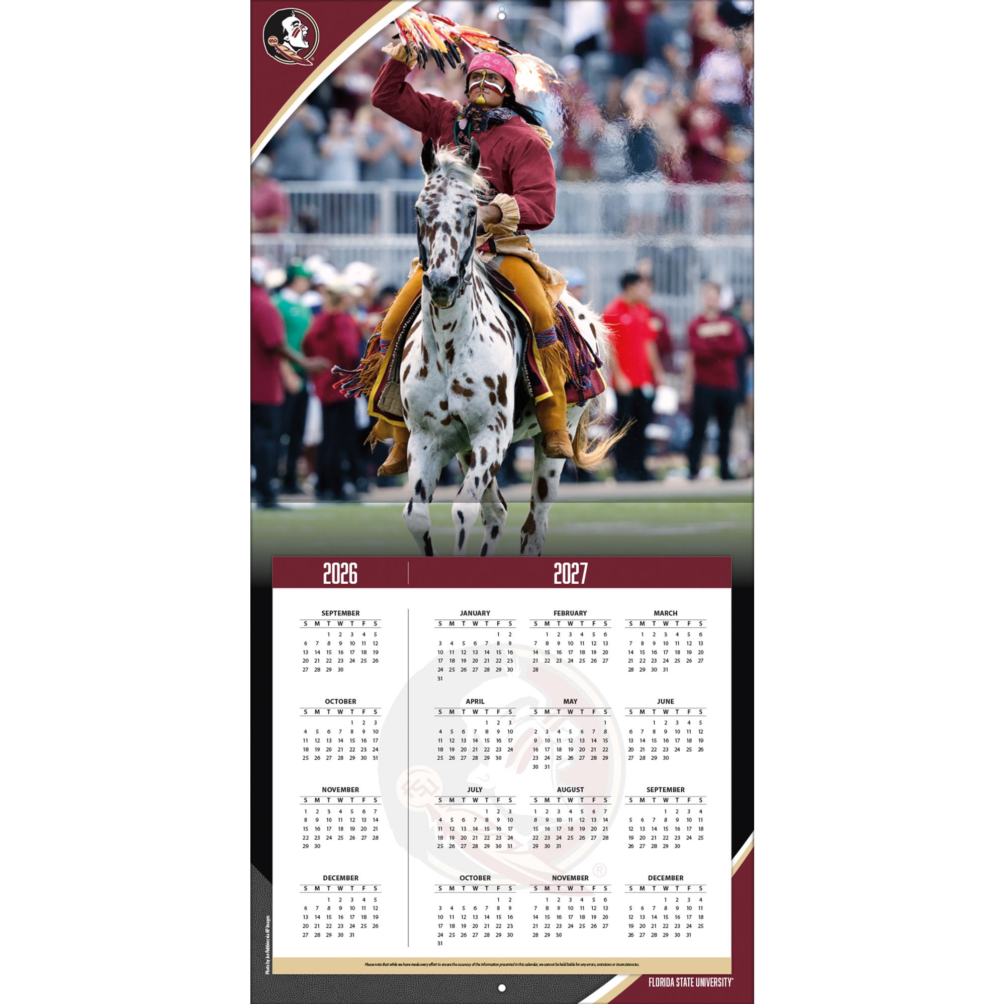 Florida State Seminoles 2027 12” x 12” Team Wall Calendar