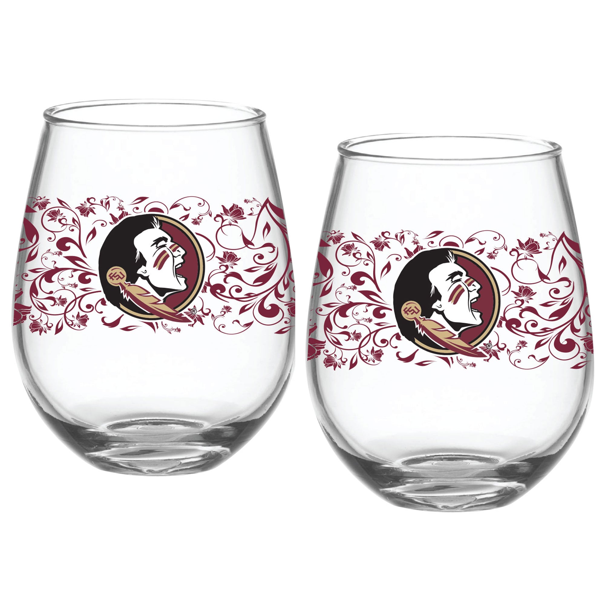 Florida State Seminoles paquet de deux 15oz. Ensemble de verres floraux sans pied