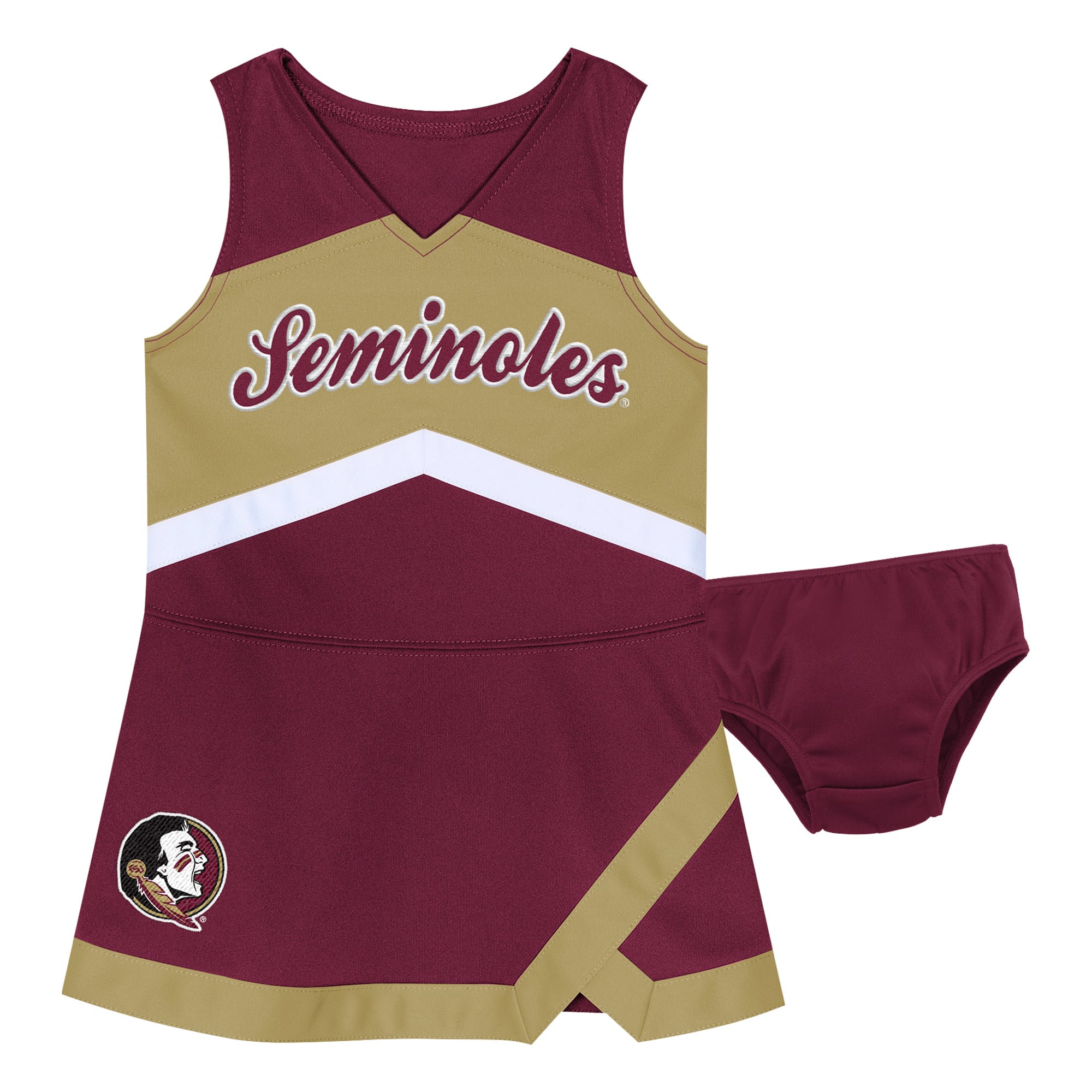 Girls Preschool Outerstuff Garnet Florida State Seminoles Two-Piece Cheer Captain Jumper Dress & Bloomers Set