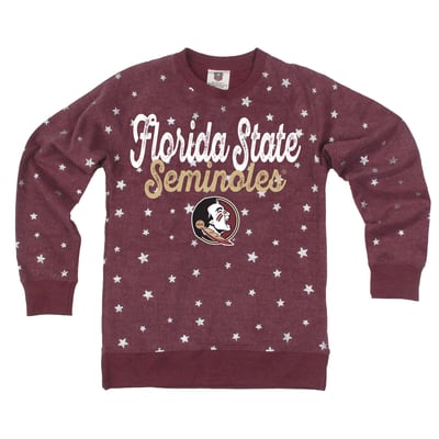Florida State Seminoles Wes & Willy Girls Youth Shimmer Star Reverse Fleece Sweatshirt - Garnet
