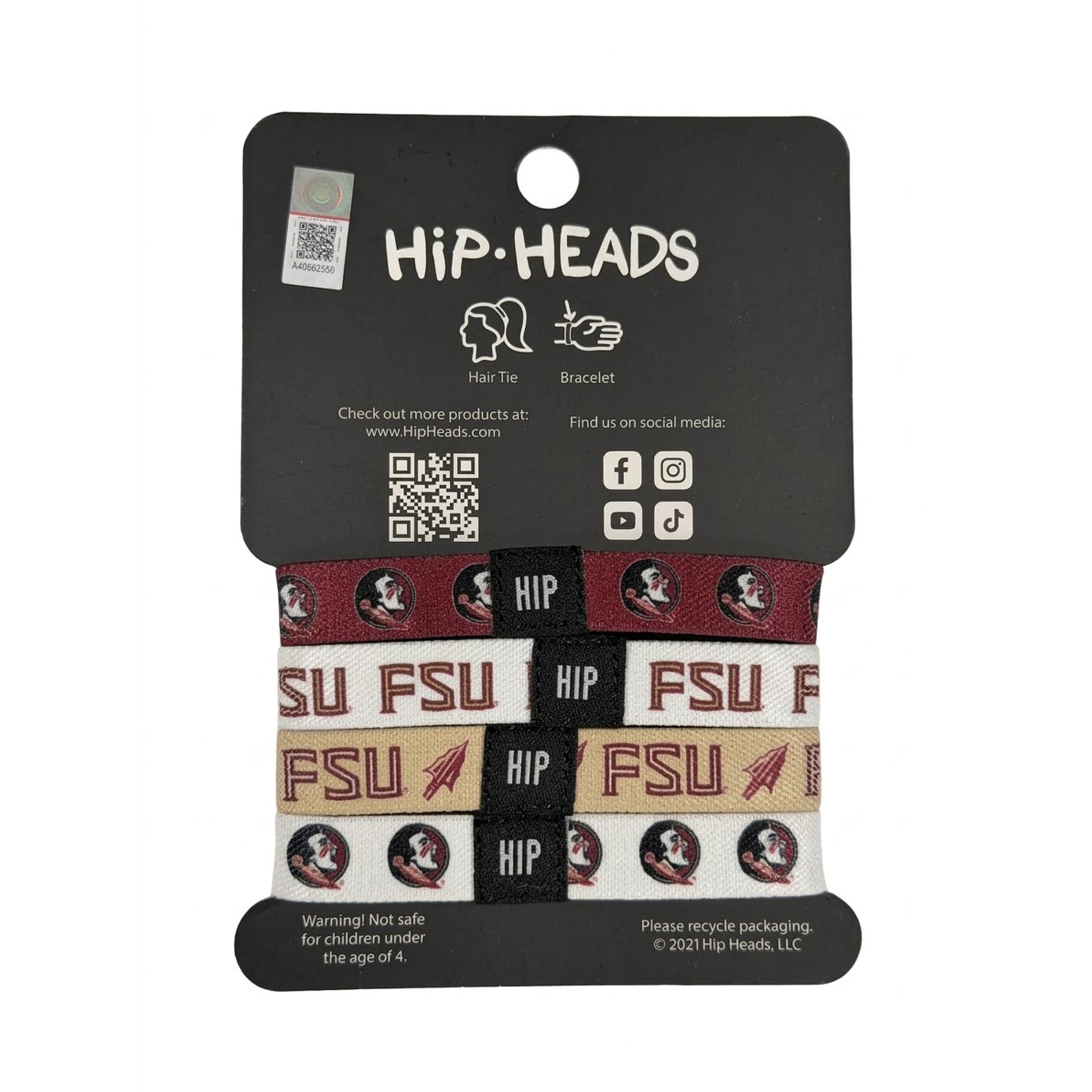 Hip Heads  Florida State Seminoles Four-Pack of Hair Tie Bracelets