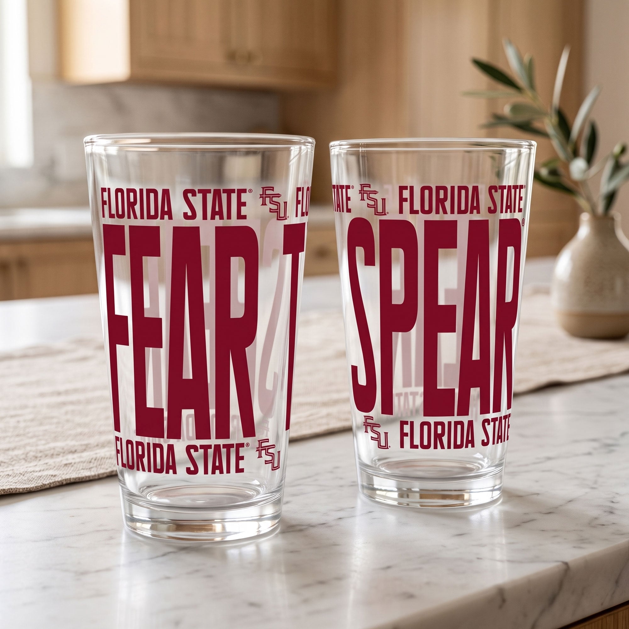 Ensemble de 2 verres à bière surélevés Indigo Falls Florida State Seminoles
