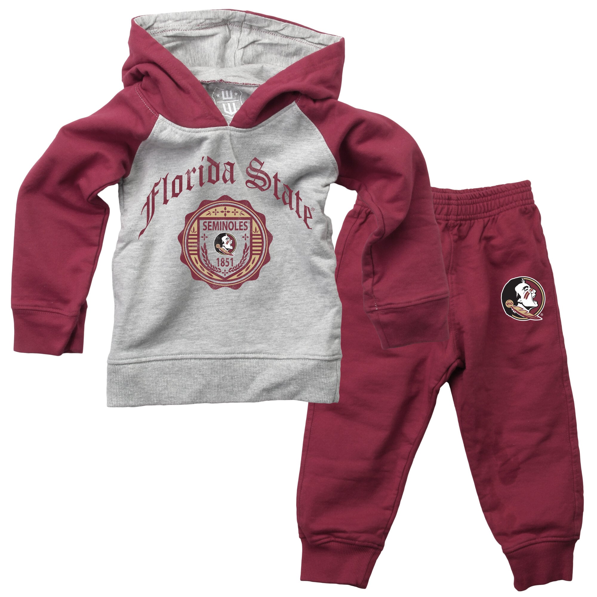 Ensemble sweat-shirt à capuche raglan et pantalon de survêtement Wes & Willy Garnet Florida State Seminoles pour bébé