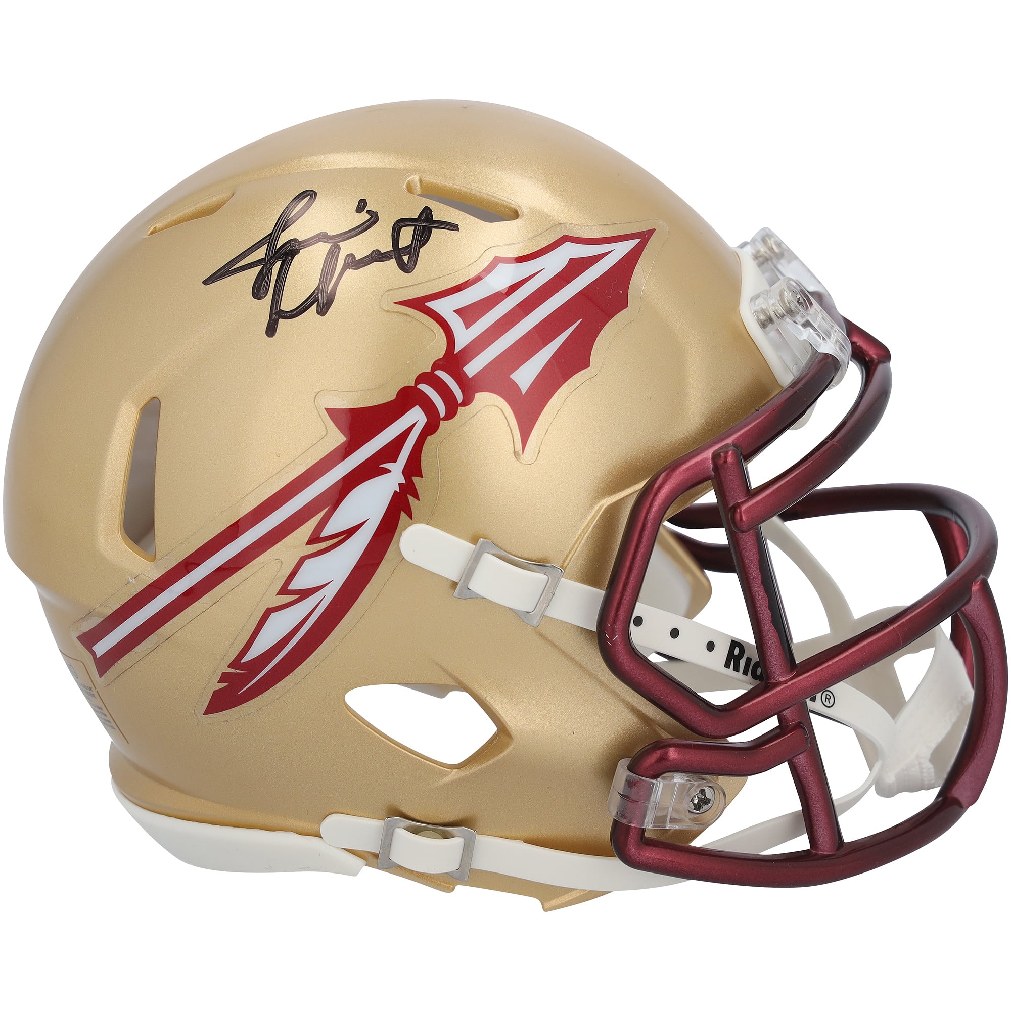Casque Riddell Speed ​​Mini Or 2022 autographié par Jameis Winston, joueur des Florida State Seminoles