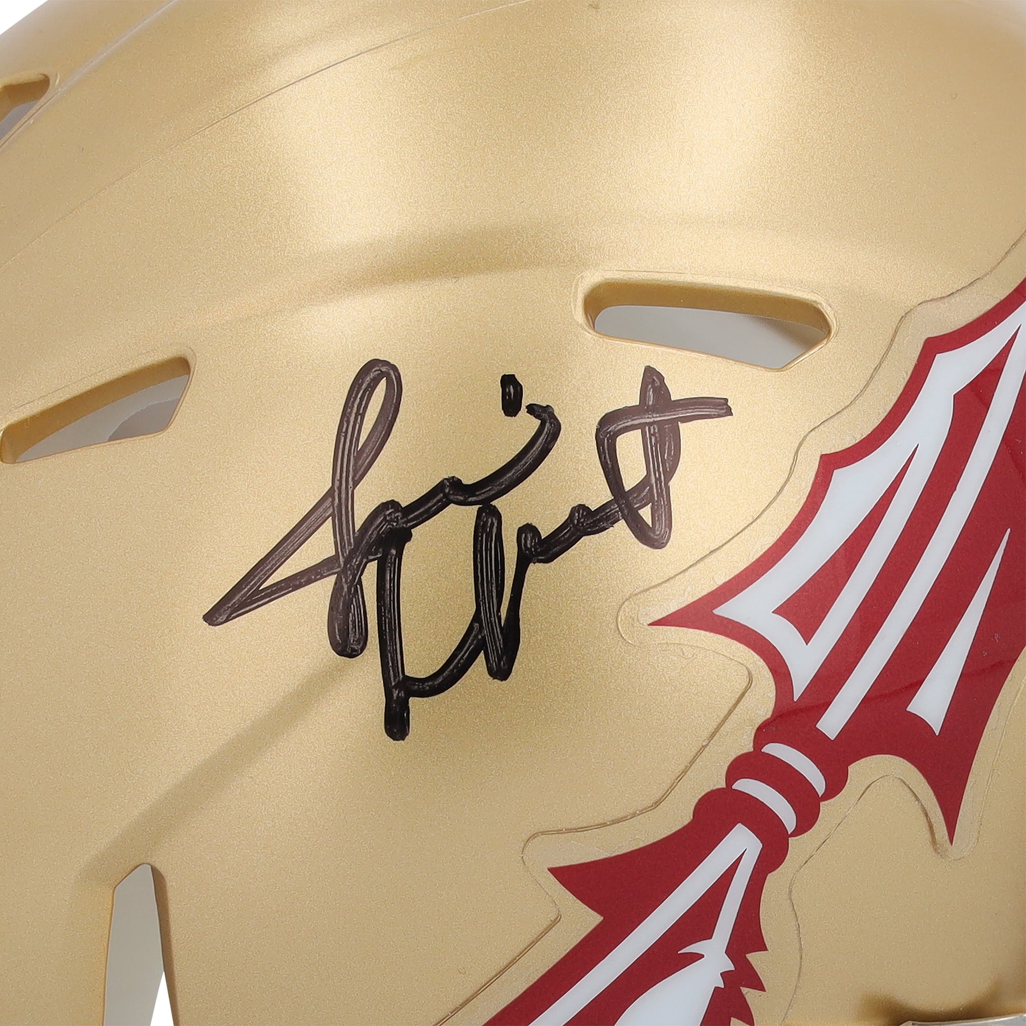 Casque Riddell Speed ​​Mini Or 2022 autographié par Jameis Winston, joueur des Florida State Seminoles