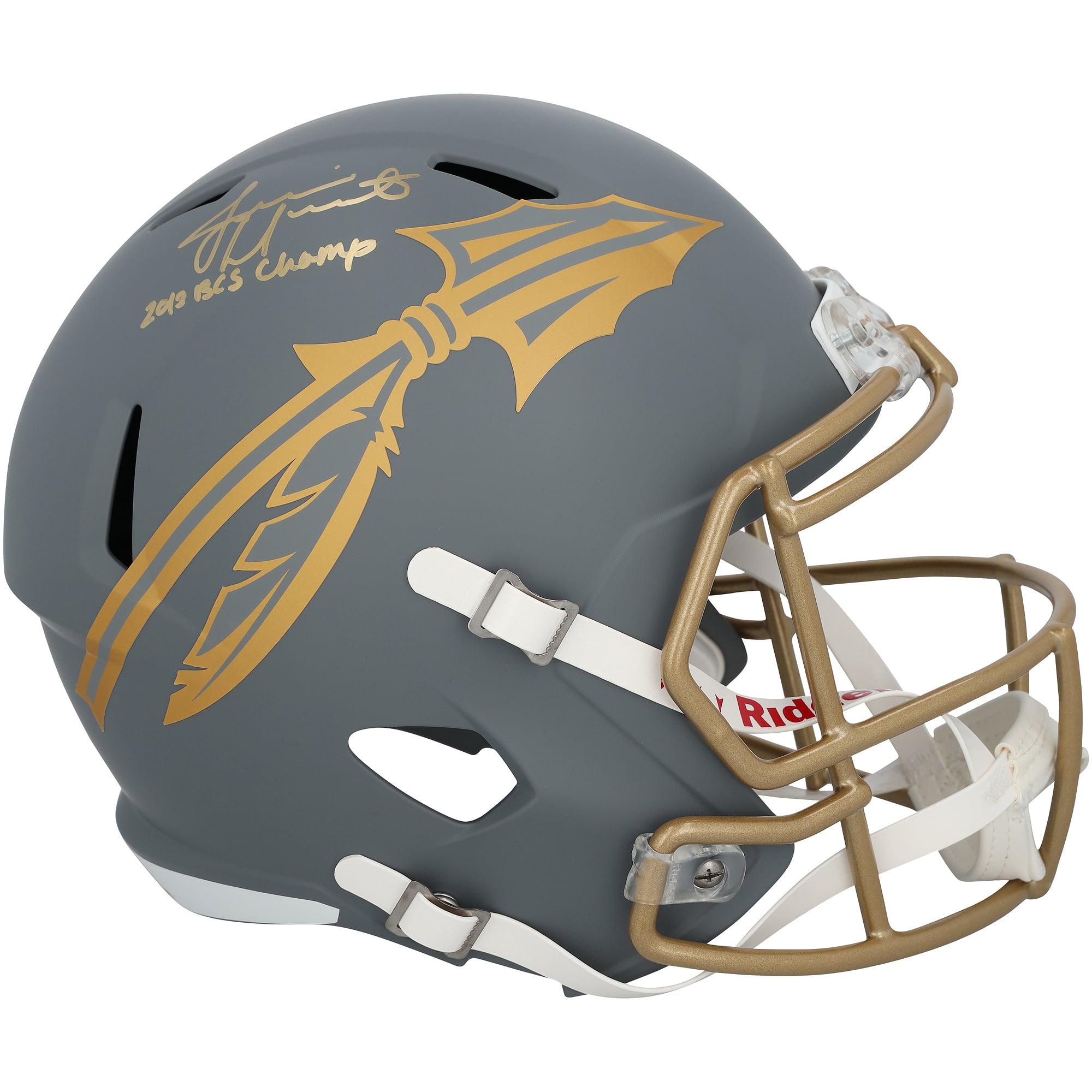 Casque Riddell Slate Speed ​​Authentic autographié par Jameis Winston des Florida State Seminoles avec inscription « Champions BCS 2013 »