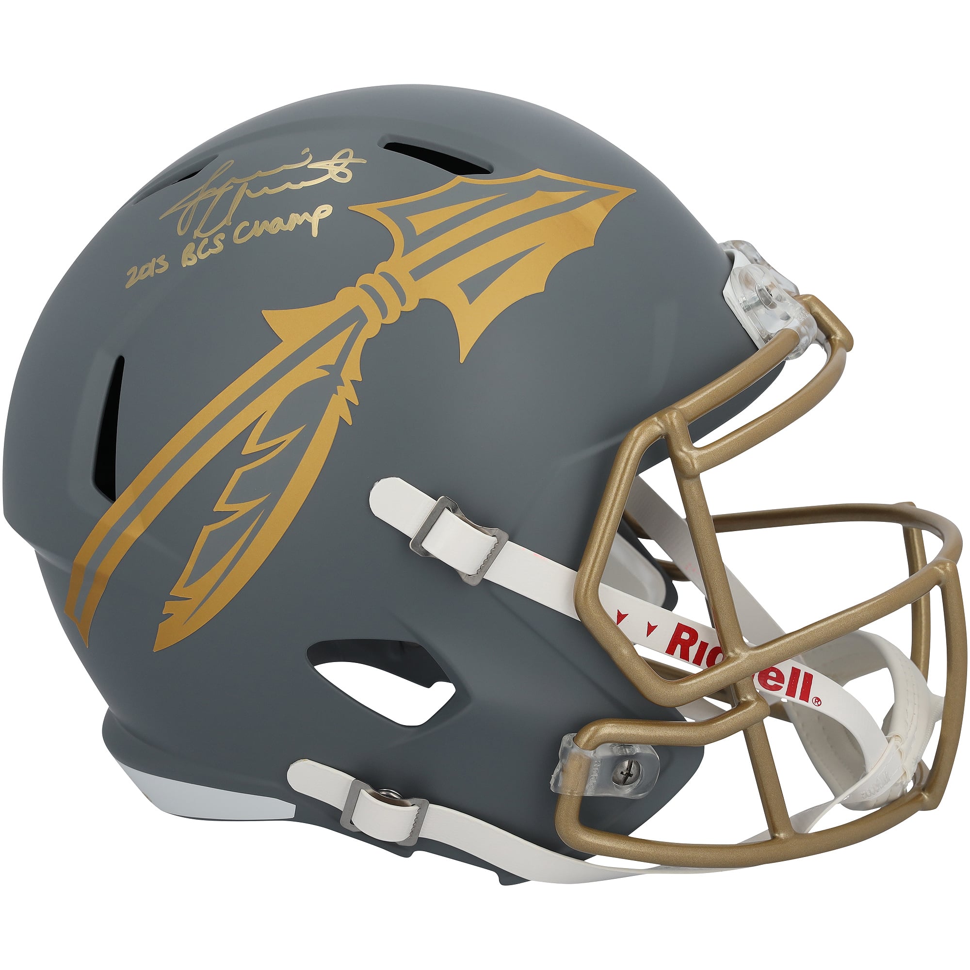 Casque réplique Riddell Slate Speed ​​autographié par Jameis Winston des Florida State Seminoles avec inscription « Champions BCS 2013 »