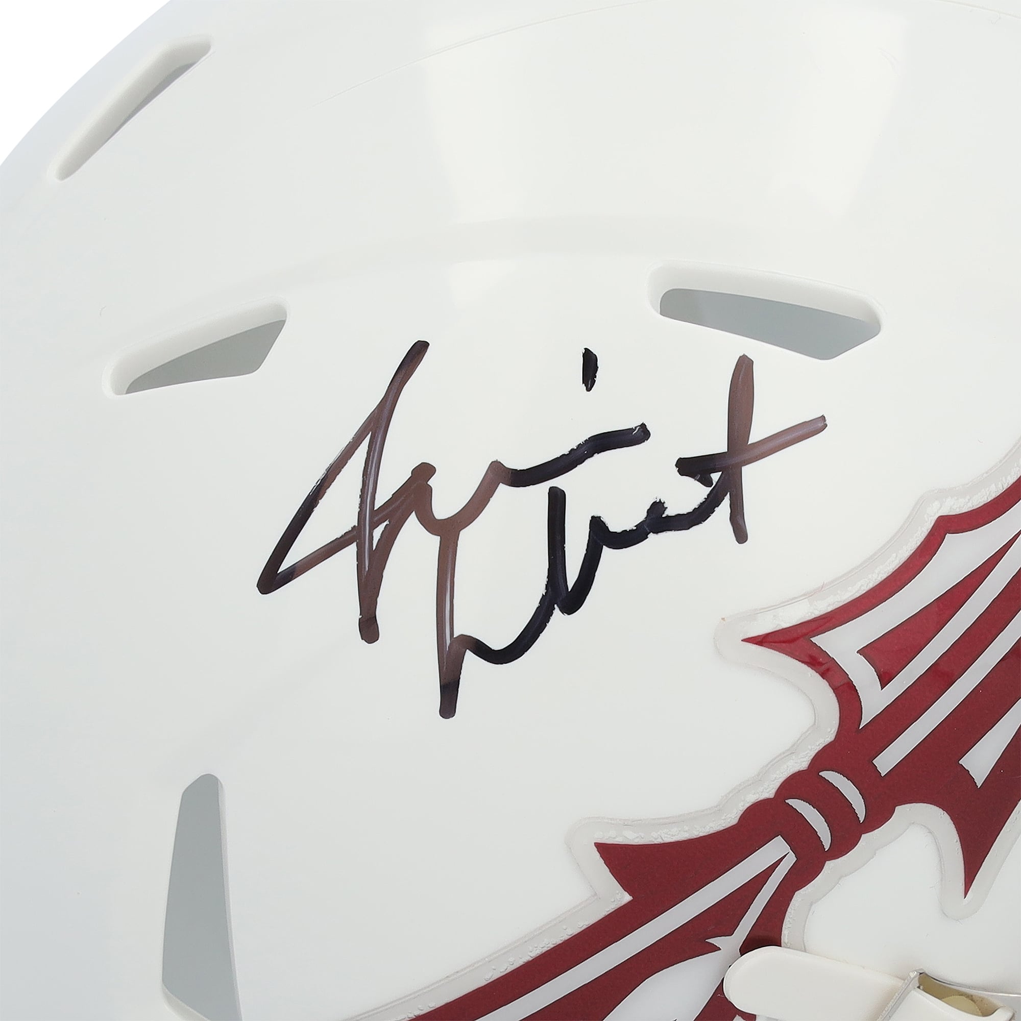 Casque Riddell Speed ​​Mini blanc avec grille grenat, autographié par Jameis Winston (Florida State Seminoles).