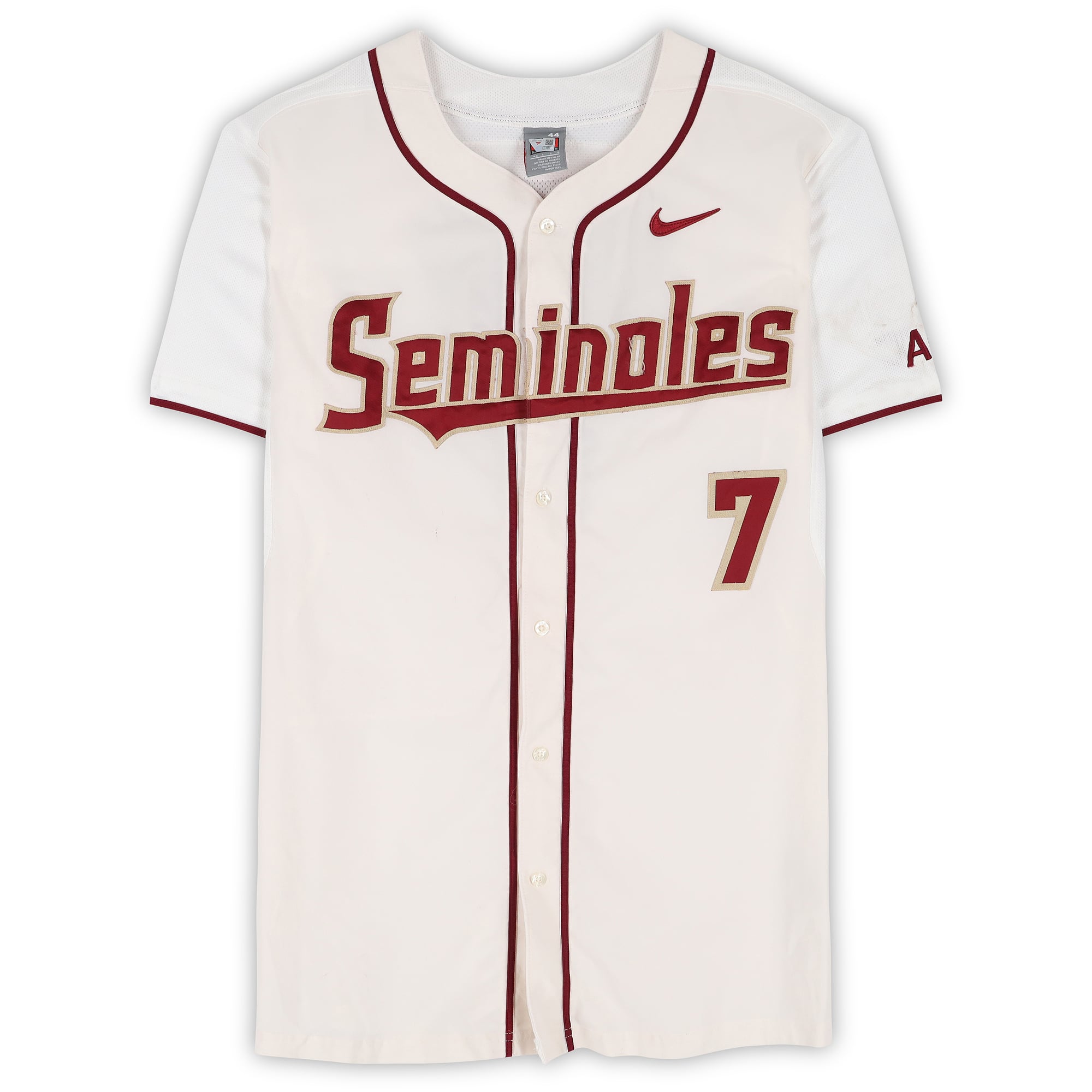Luke Weaver Florida State Seminoles Player-Issued #7 White Jersey from the Baseball Program - Size 44