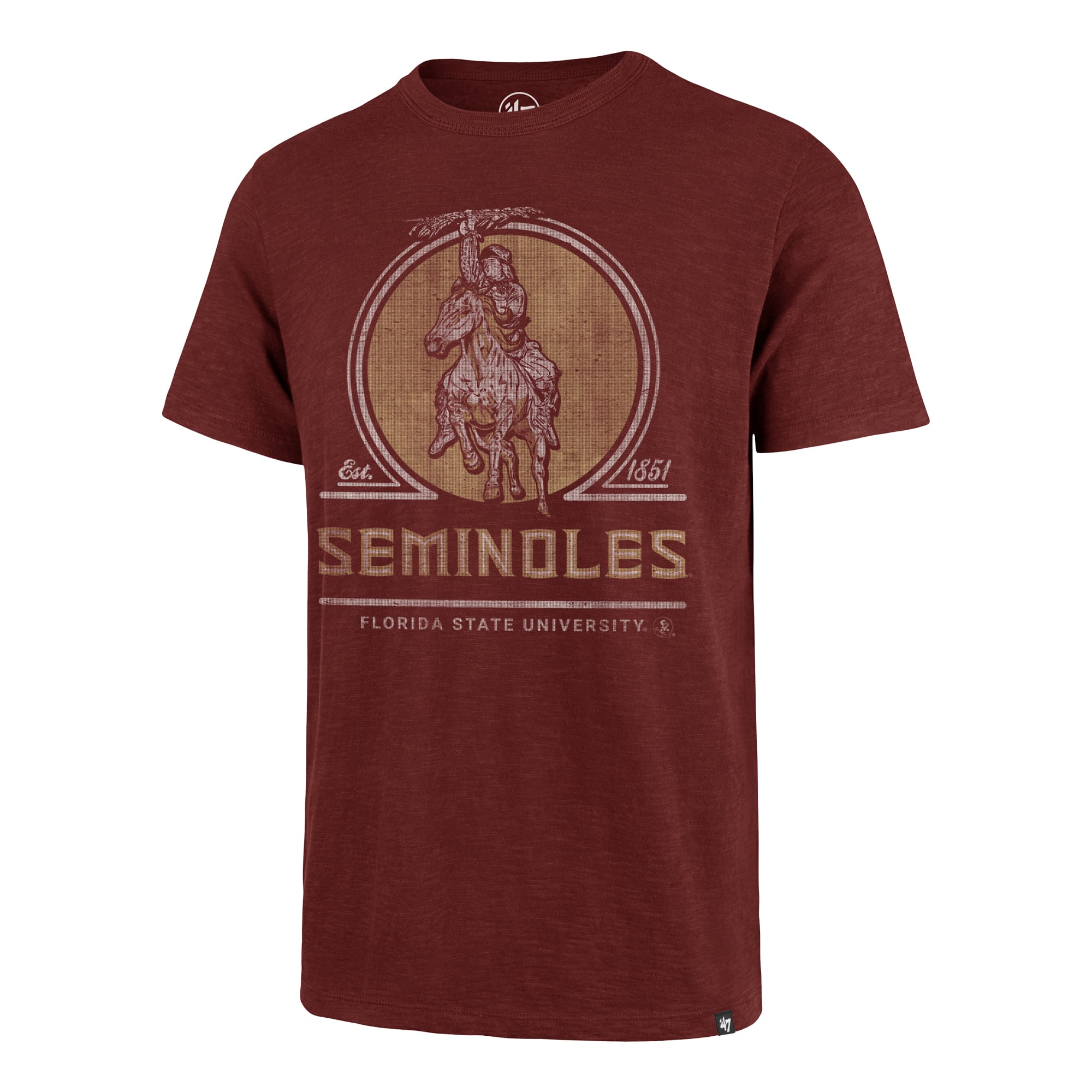 Men's '47  Garnet Florida State Seminoles Emblem Mark Scrum T-Shirt