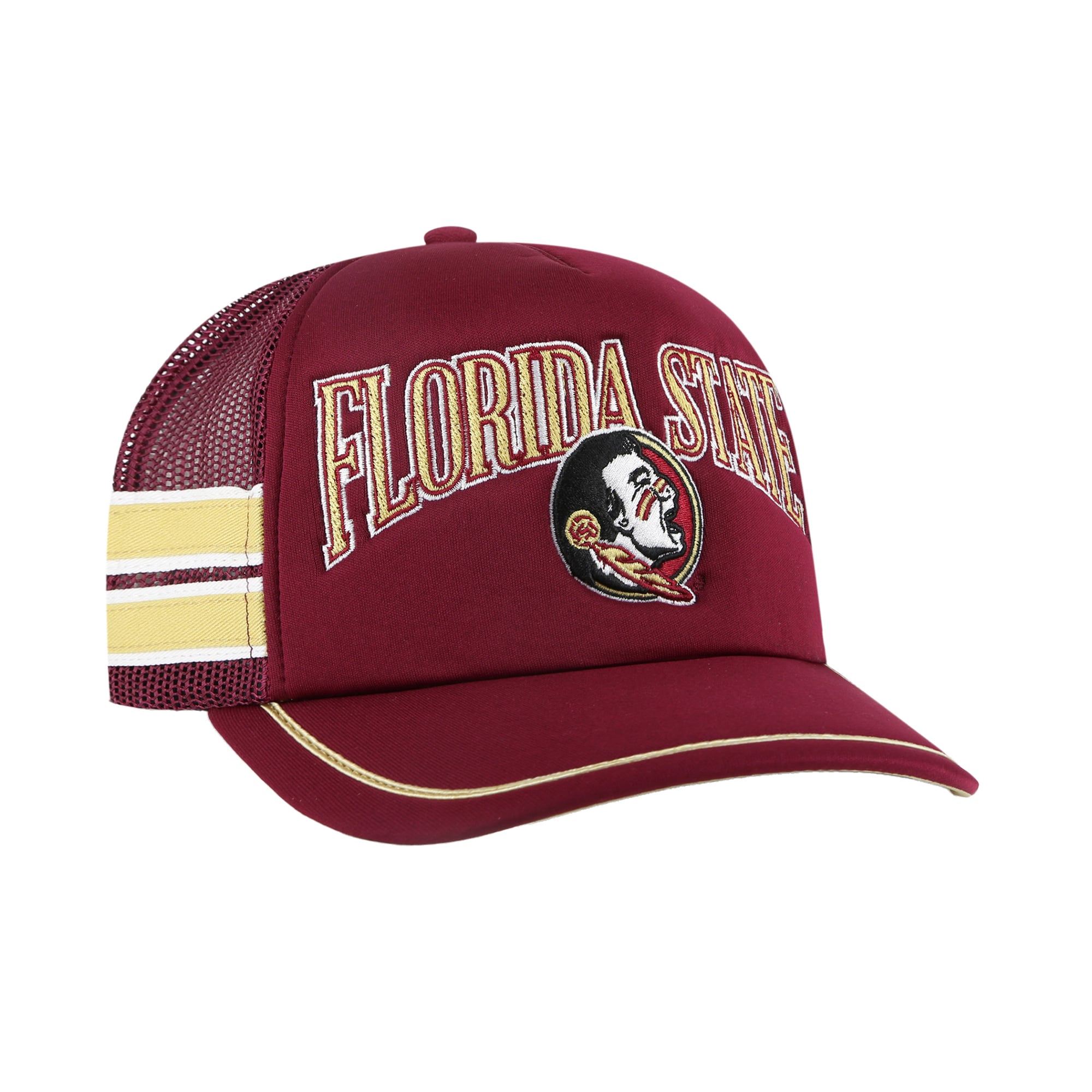 Casquette trucker ajustable pour homme, modèle '47 Grenat Florida State Seminoles, avec bande latérale