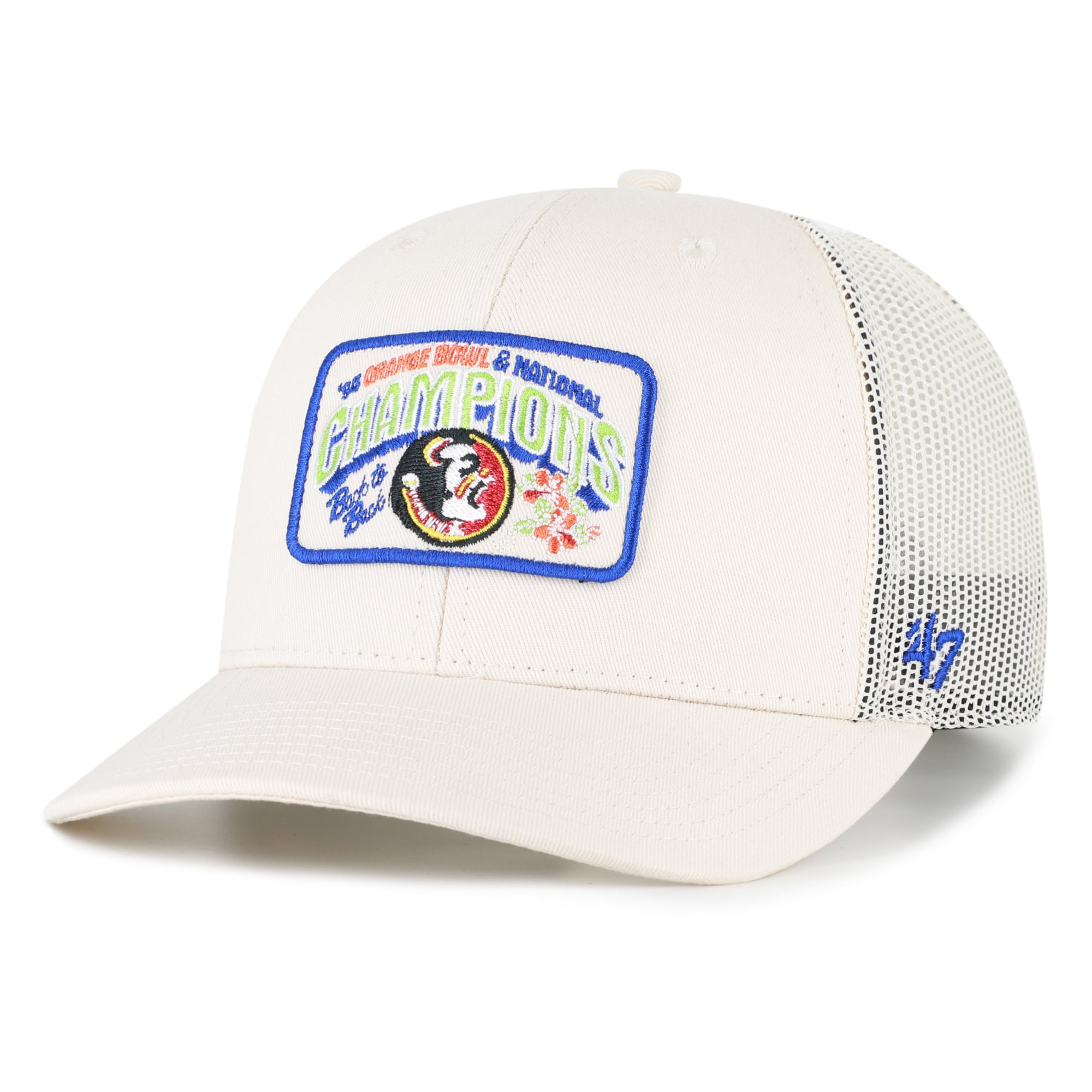 Casquette trucker ajustable pour homme, modèle 47 Natural, Florida State Seminoles, champions de l'Orange Bowl.