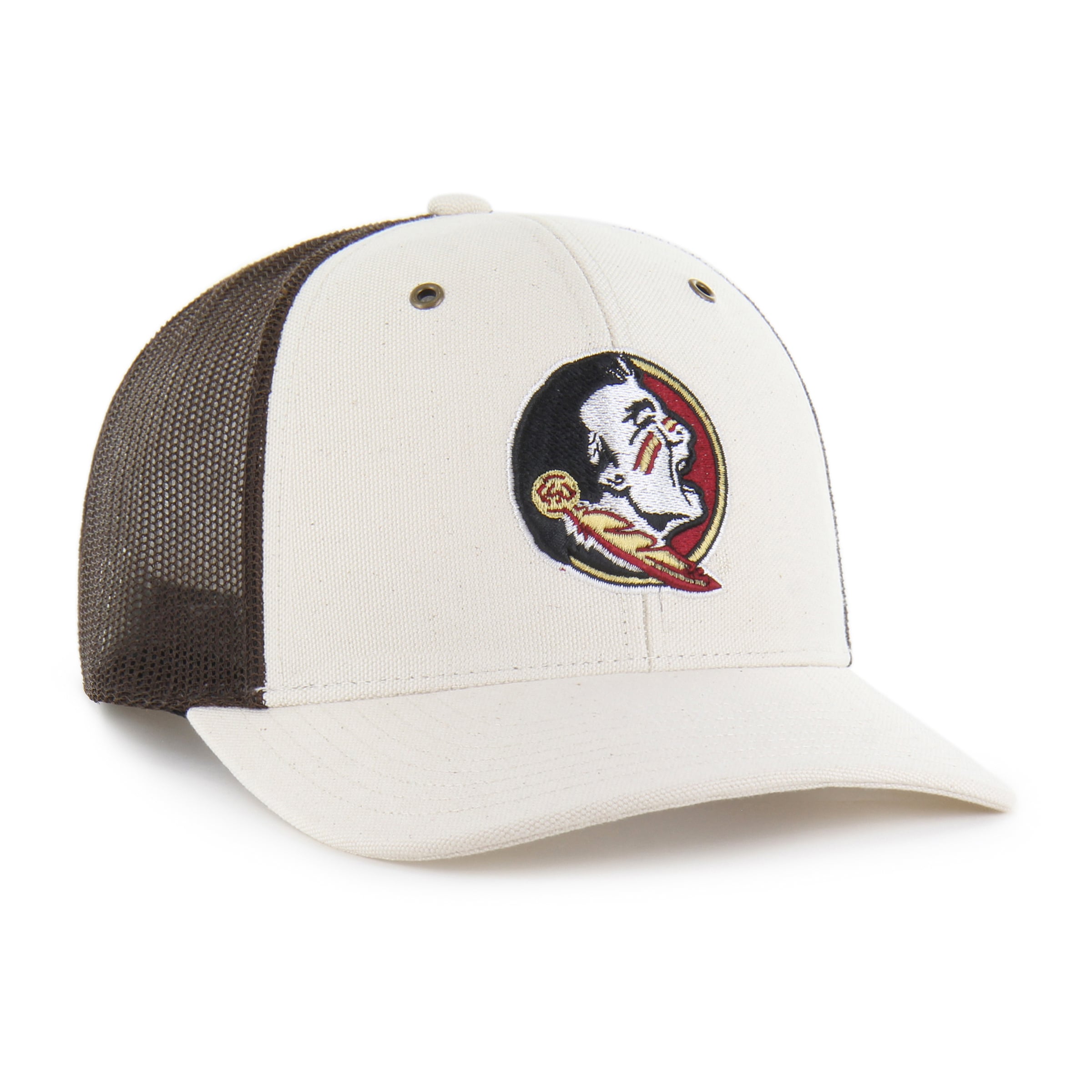 Men's Carhartt x '47 Natural/Brown Florida State Seminoles Undyed Trucker Adjustable Hat