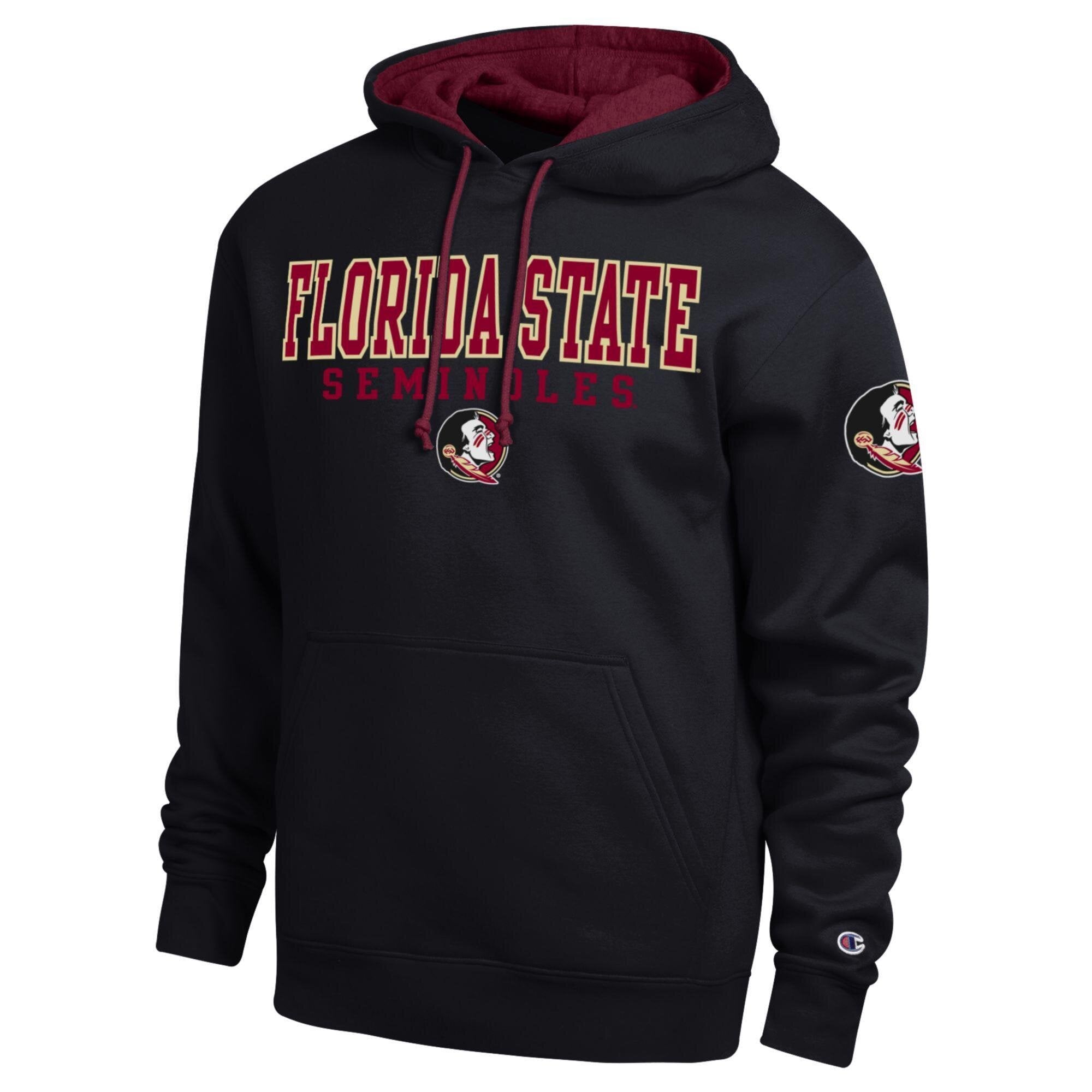 Men's Champion  Black Florida State Seminoles Contrast Hoodie