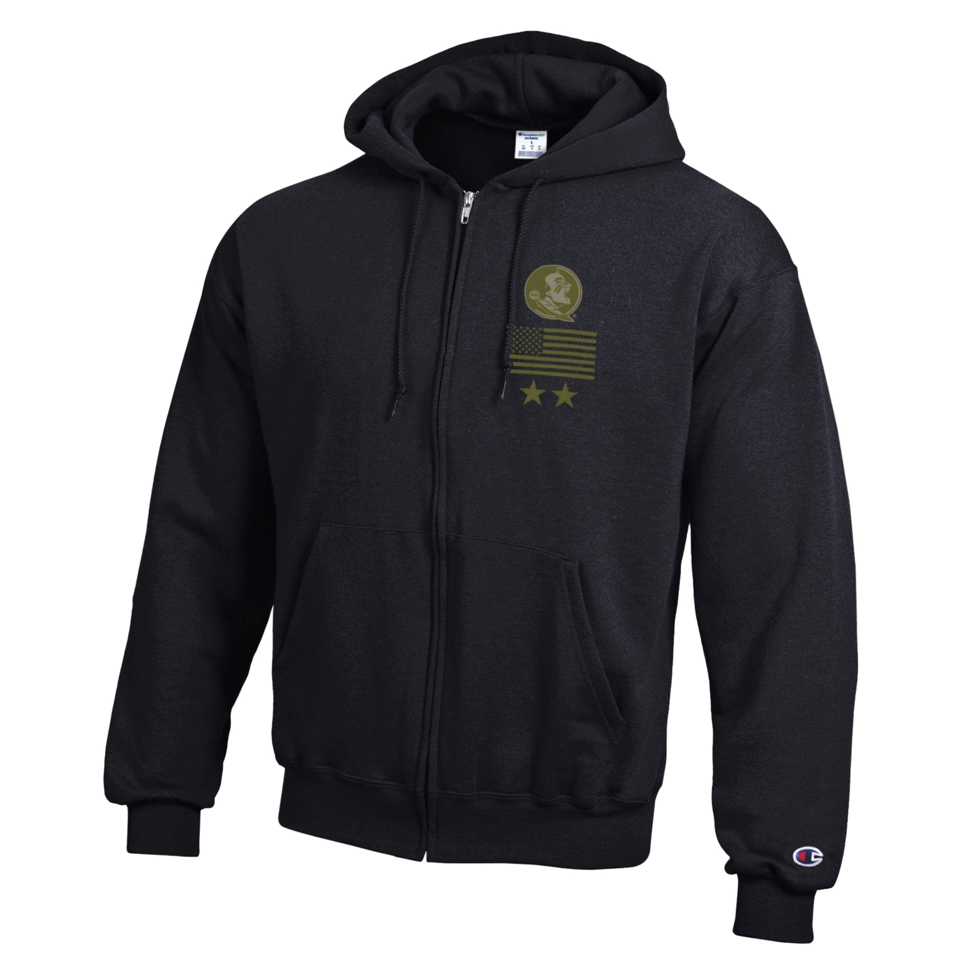 Sweat à capuche zippé Champion noir Florida State Seminoles Operation Hat Trick Flag en polaire Powerblend pour homme