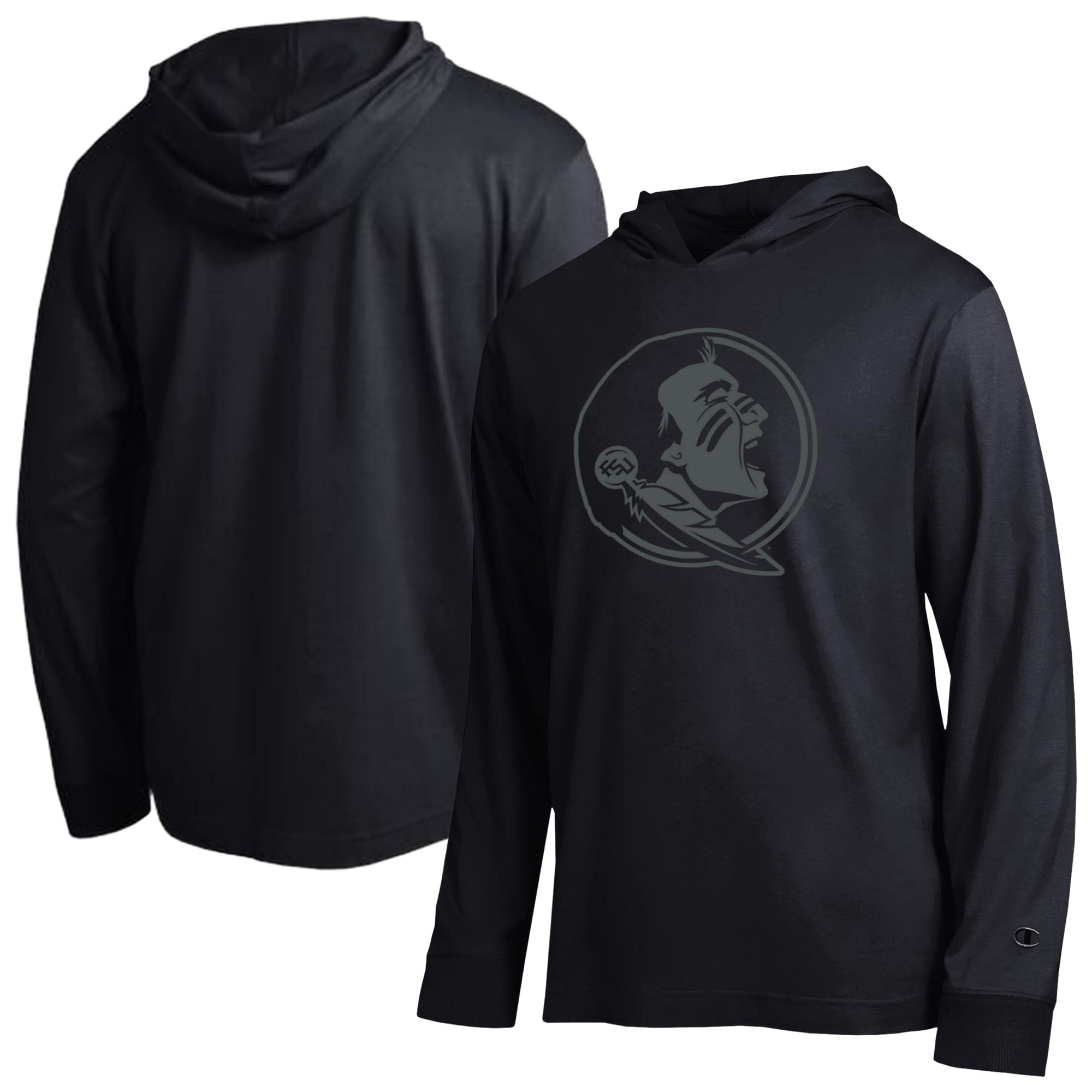 Men's Champion  Black Florida State Seminoles Tonal All-Star Long Sleeve Hooded T-Shirt