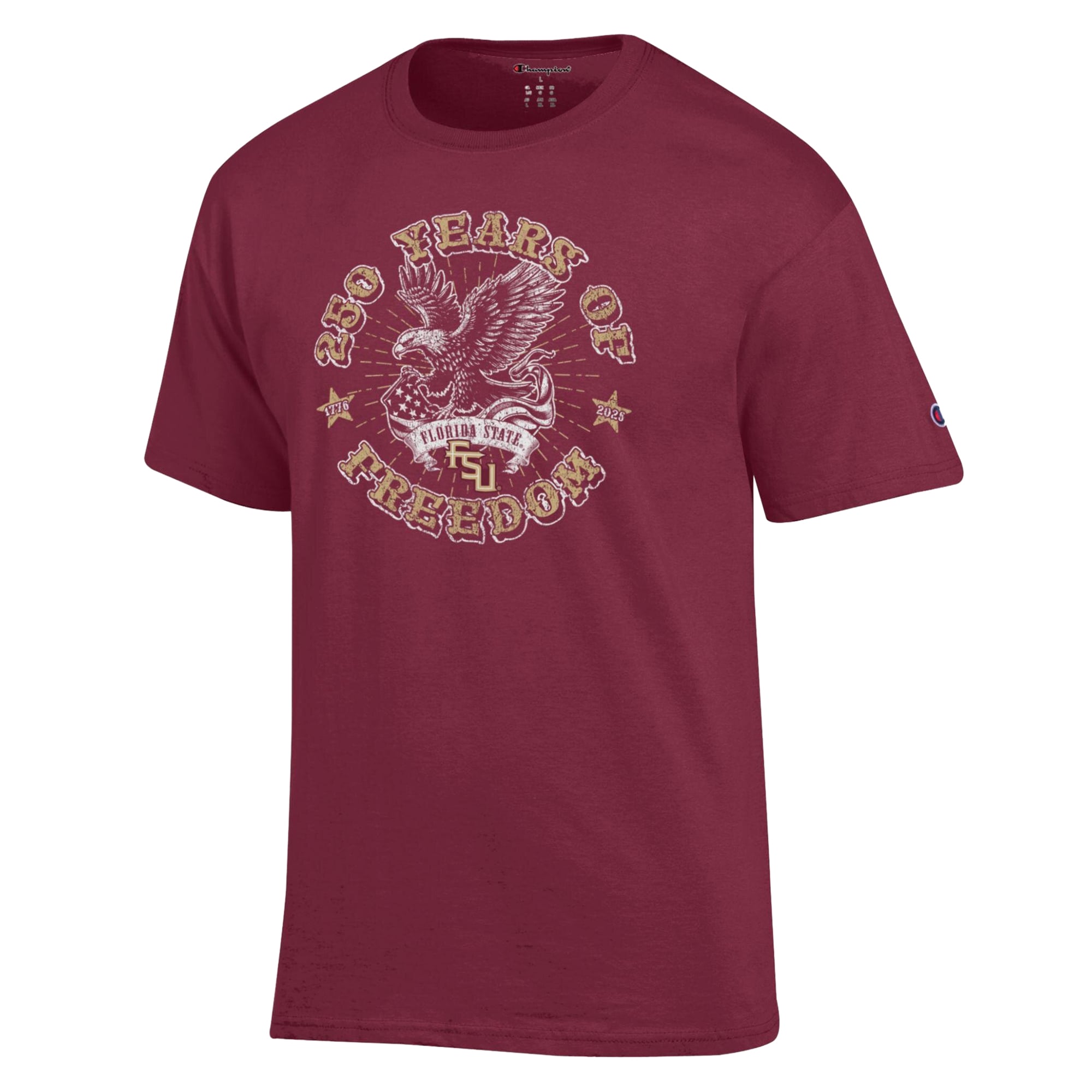 T-shirt Champion Grenat Florida State Seminoles Americana 250 ans de liberté pour hommes