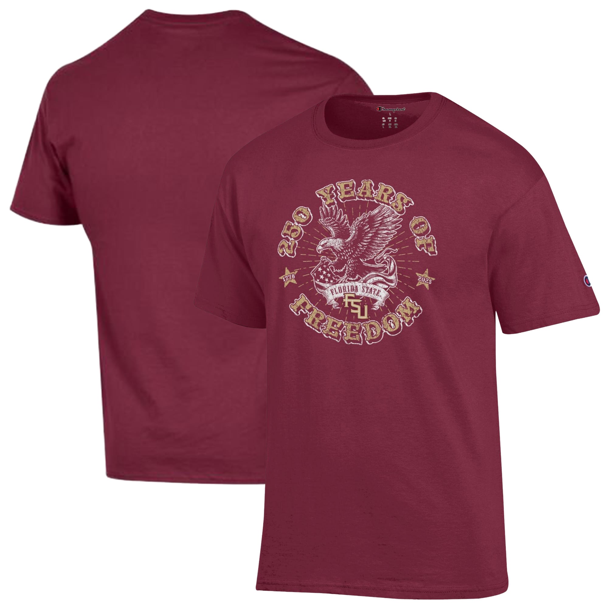 T-shirt Champion Grenat Florida State Seminoles Americana 250 ans de liberté pour hommes