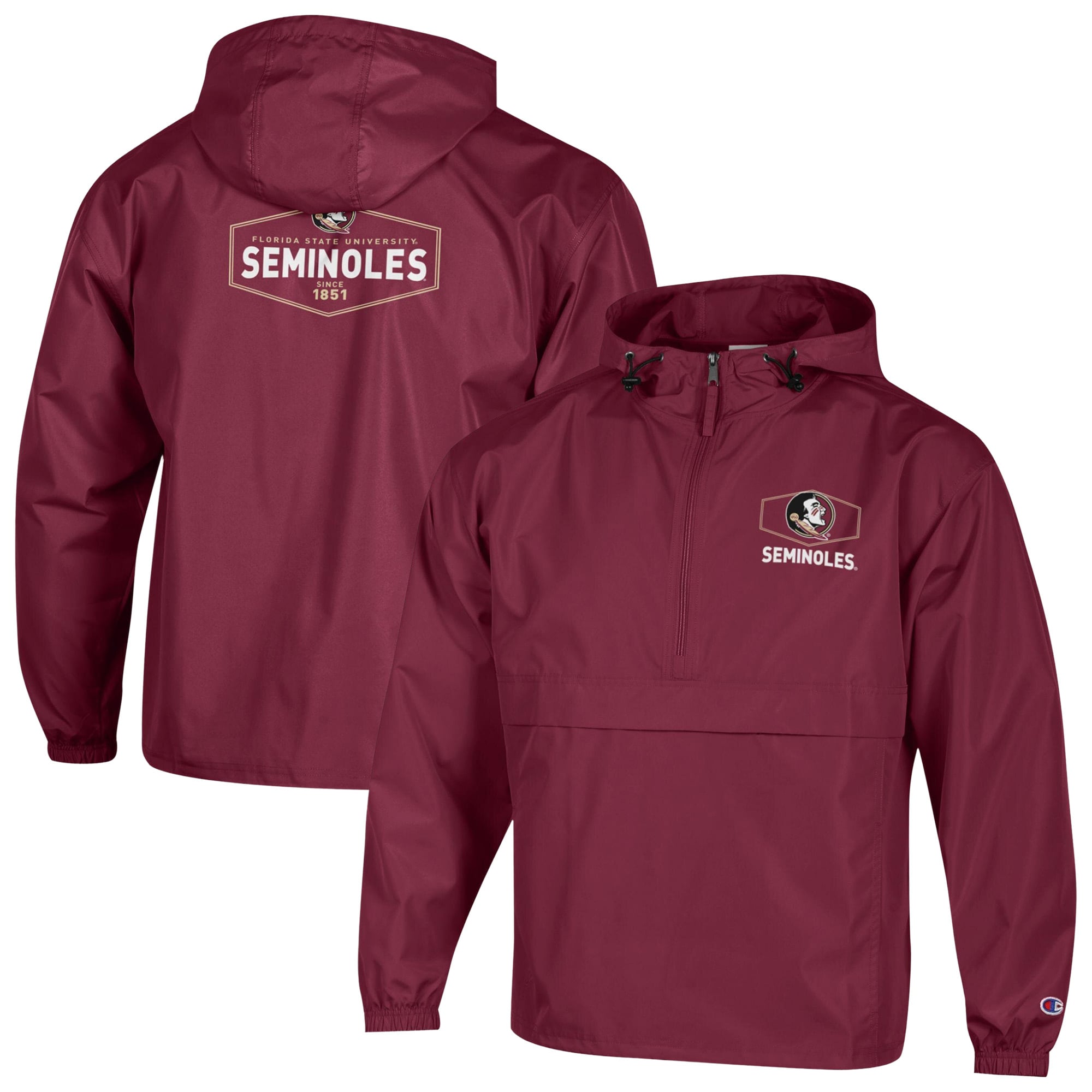 Men's Champion Garnet Florida State Seminoles Delay Packable Half-Zip Jacket