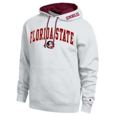  Florida State Seminoles Champion Arch Tackle Twill Hoodie - White
