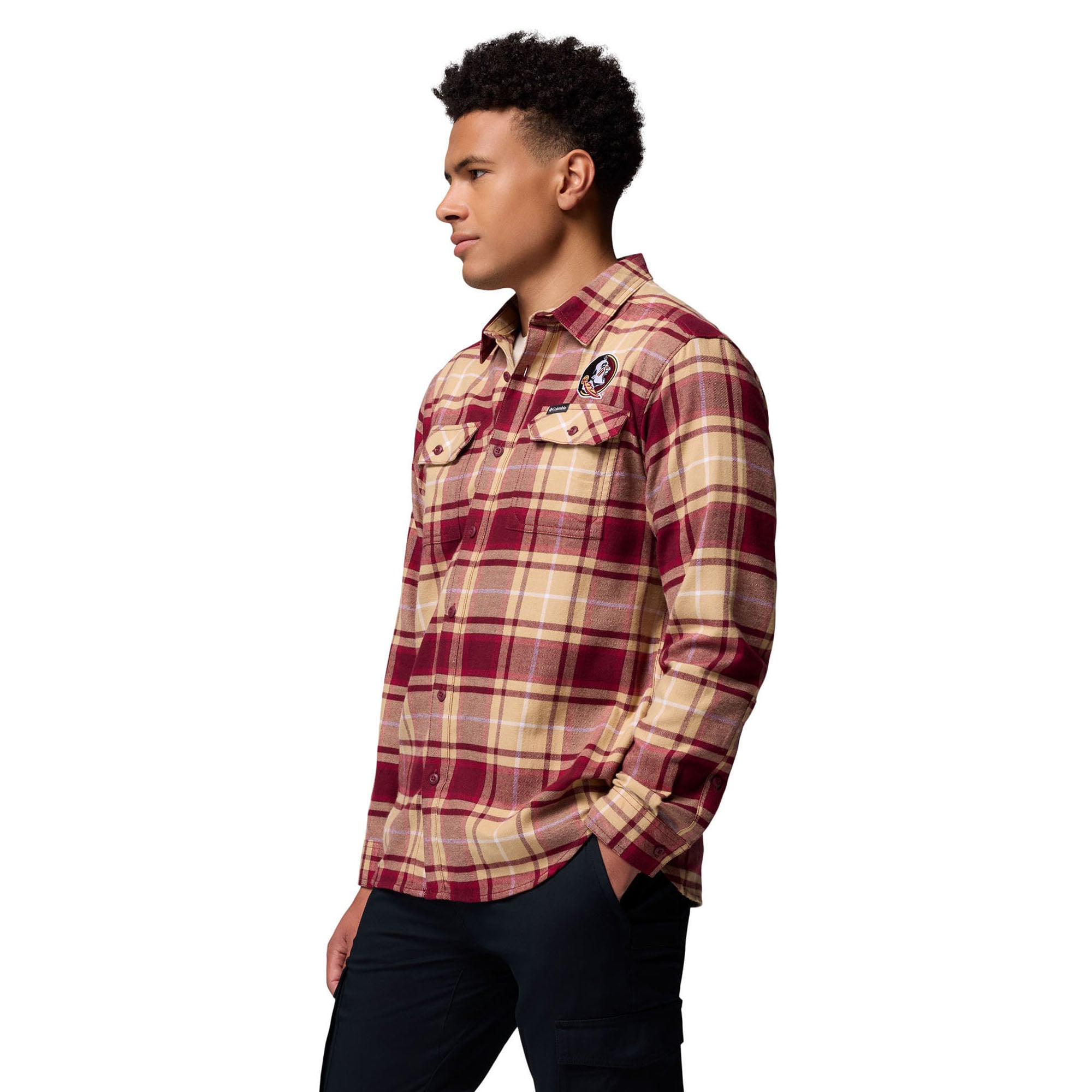 Chemise boutonnée à manches longues en flanelle Omni-Wick pour homme Columbia Garnet Florida State Seminoles
