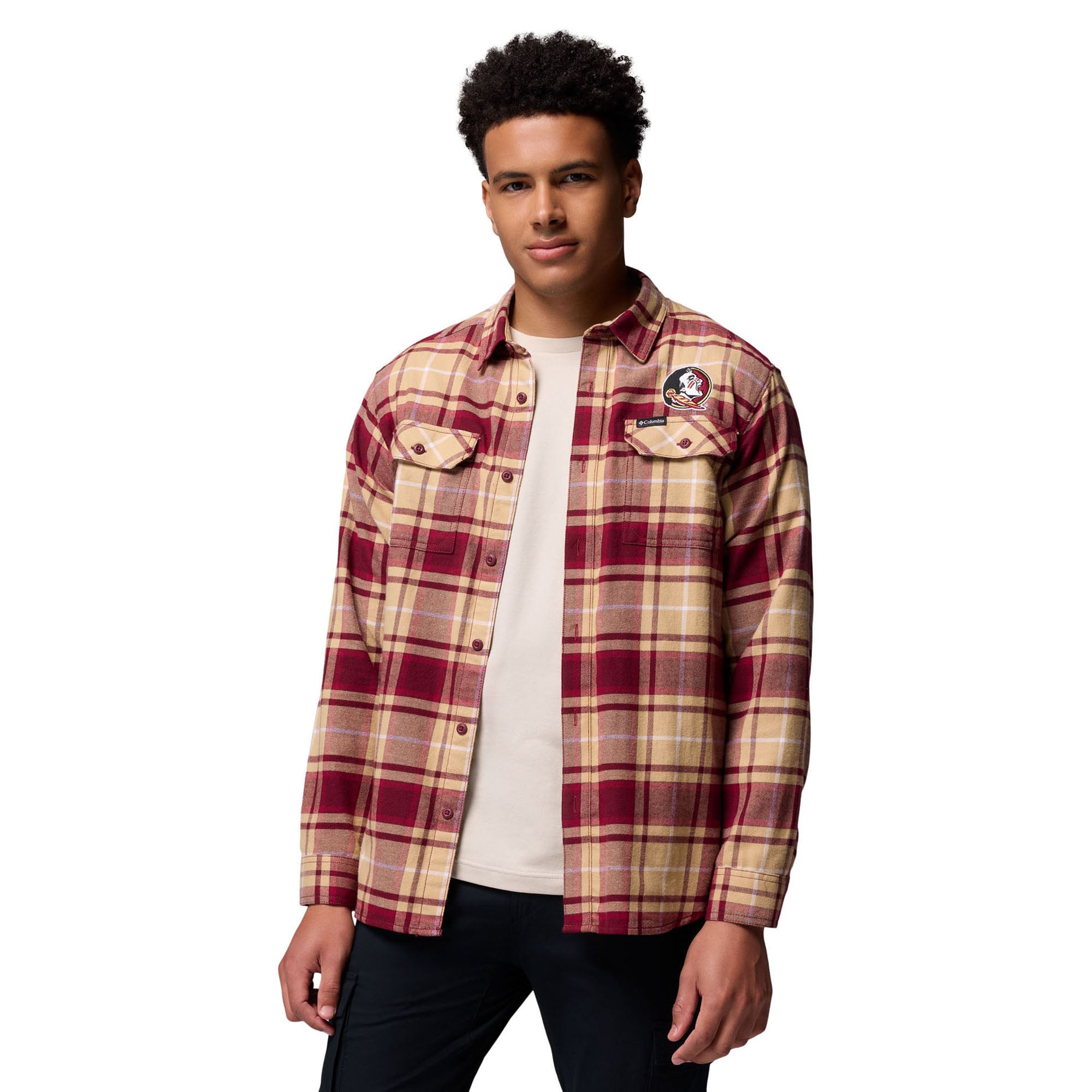 Chemise boutonnée à manches longues en flanelle Omni-Wick pour homme Columbia Garnet Florida State Seminoles