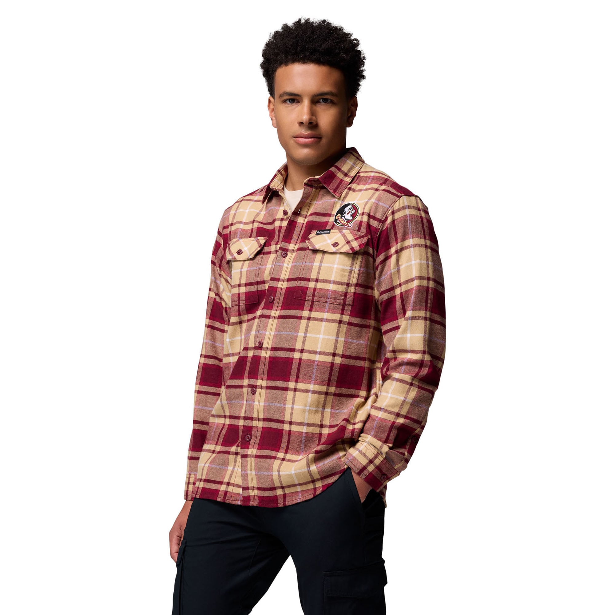 Chemise boutonnée à manches longues en flanelle Omni-Wick pour homme Columbia Garnet Florida State Seminoles