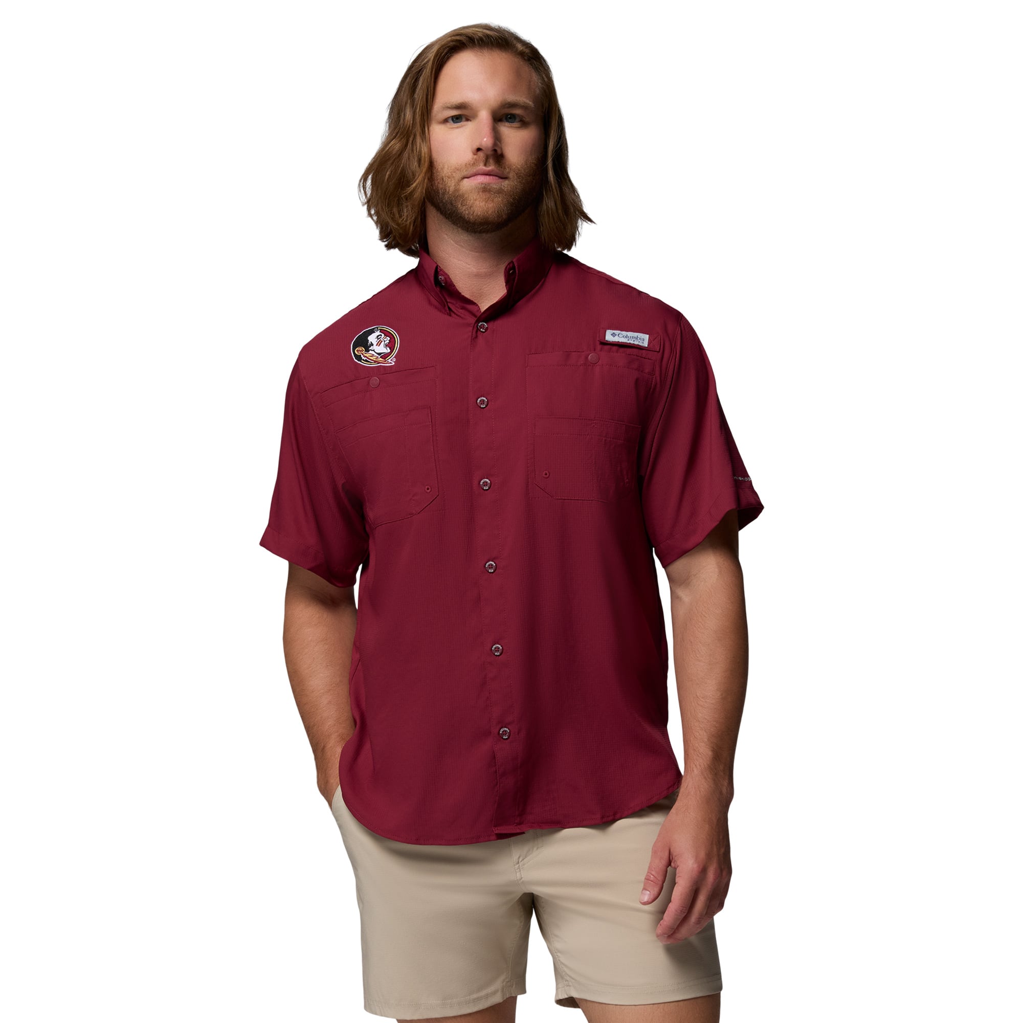Men's Columbia Garnet Florida State Seminoles PFG Tamiami Shirt