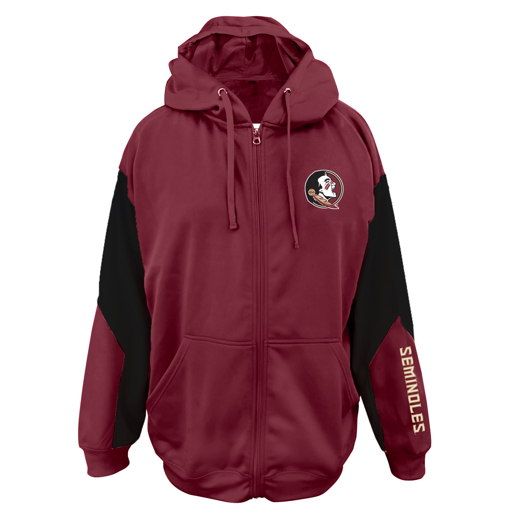 Sweat à capuche zippé Fanatics Garnet Florida State Seminoles pour homme, grandes tailles, manches courtes.