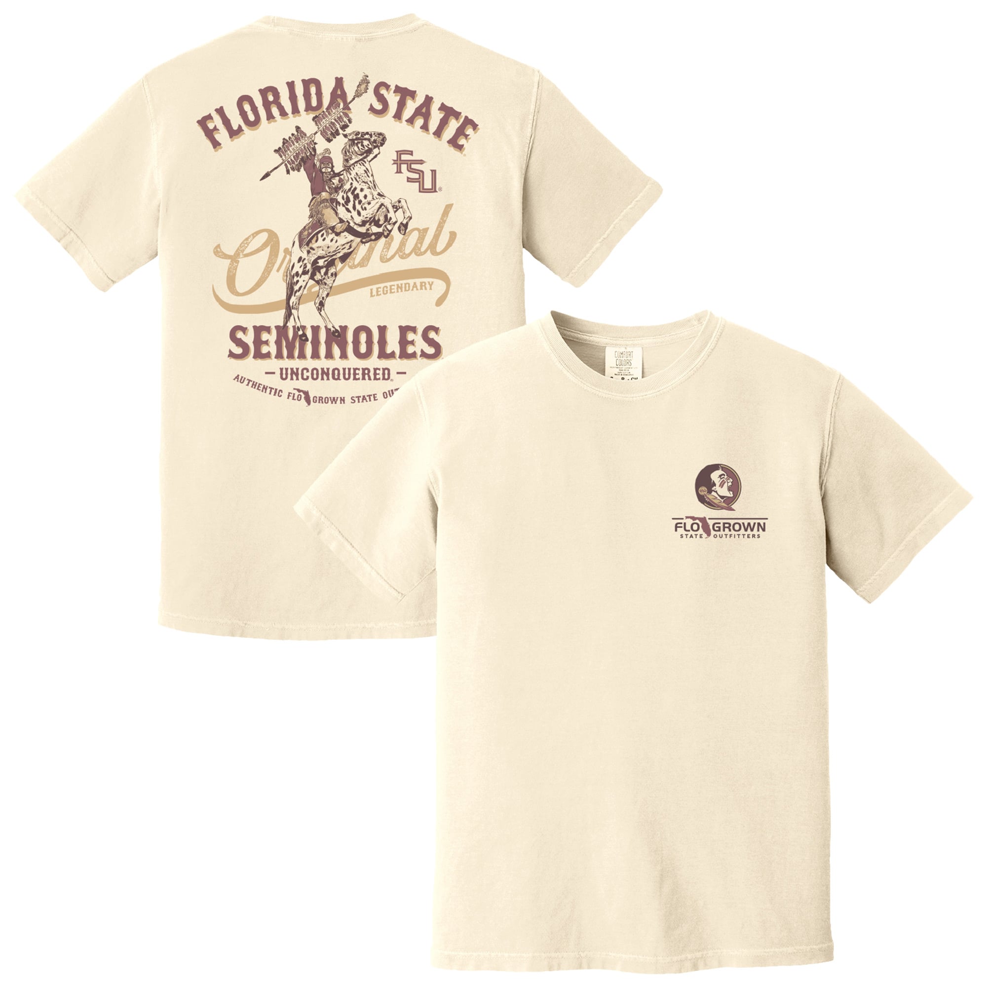 T-shirt FloGrown Cream pour homme, mascotte vintage des Seminoles de l'État Floride