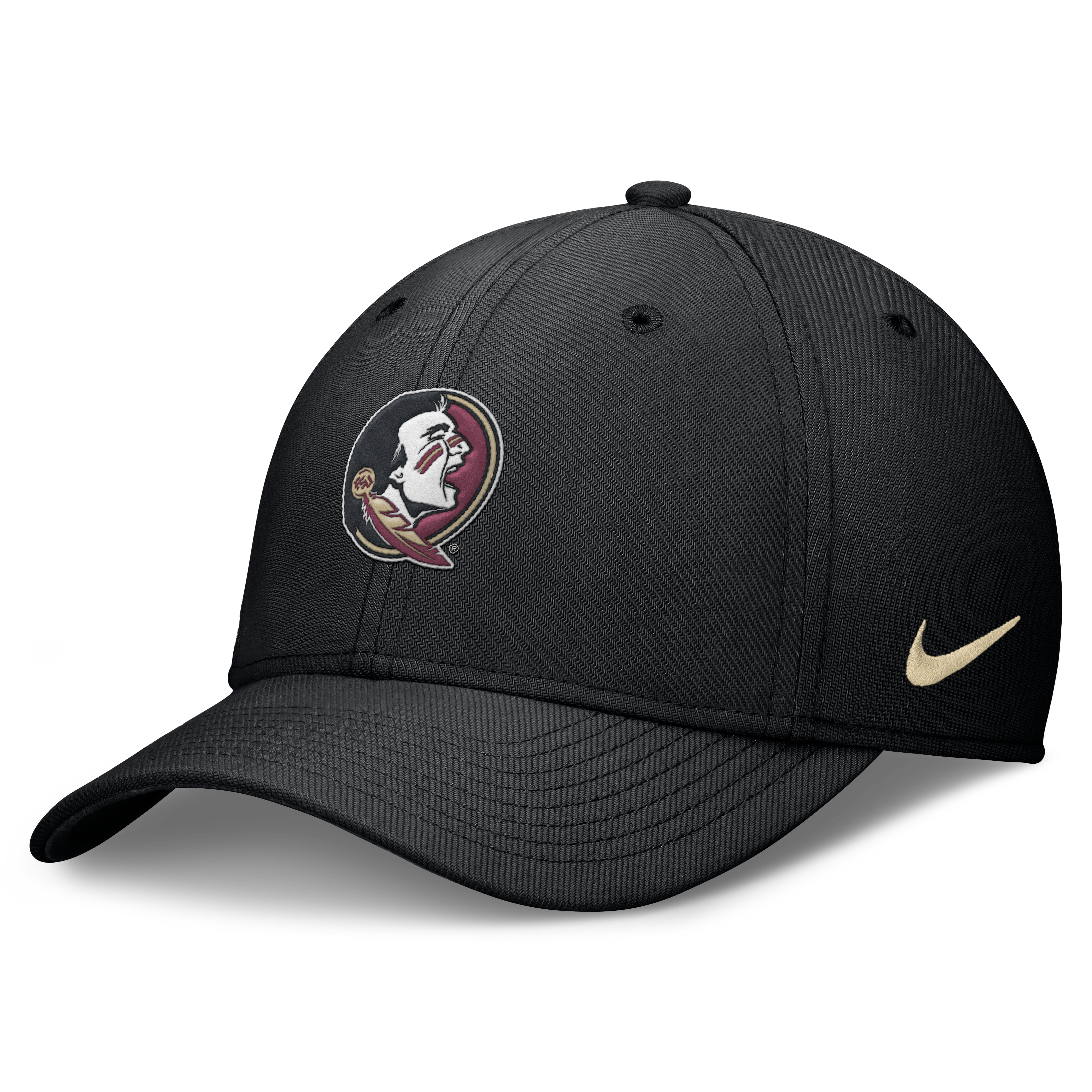 Casquette Nike noire pour homme Florida State Seminoles Rise SwooshFlex Dri-FIT