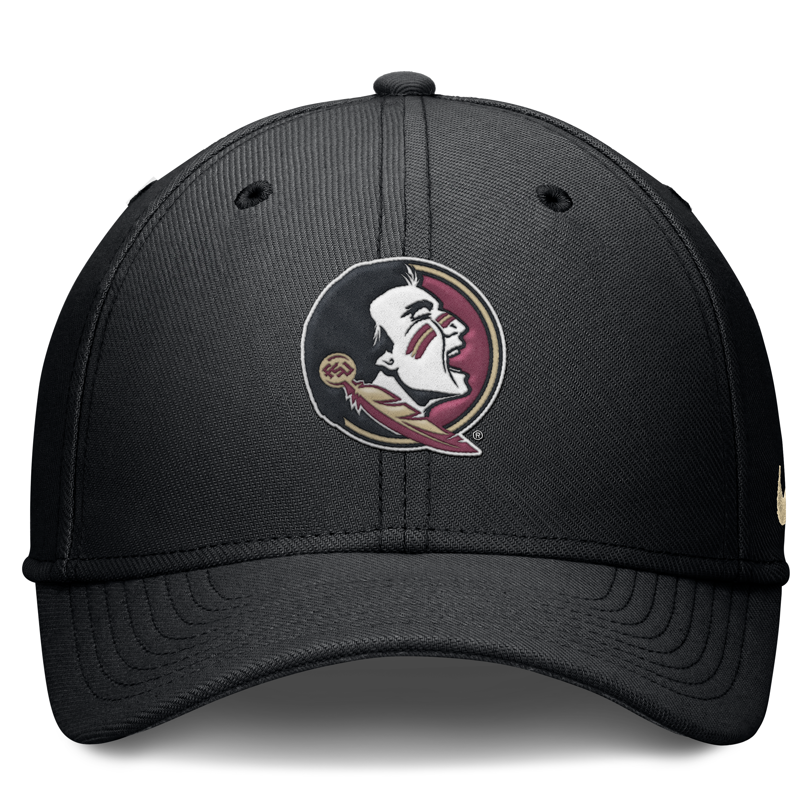 Casquette Nike noire pour homme Florida State Seminoles Rise SwooshFlex Dri-FIT