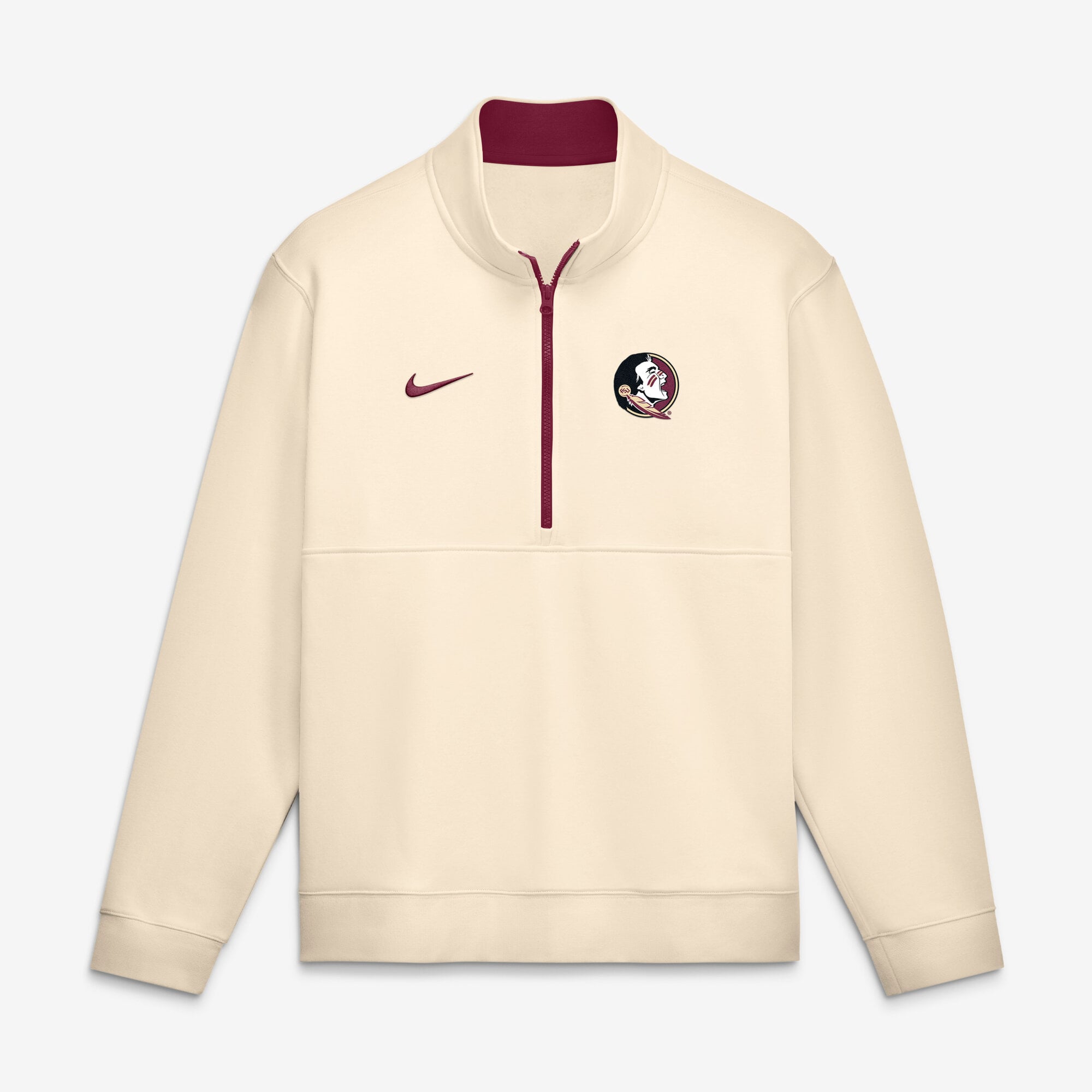 Men's Nike Cream Florida State Seminoles Primetime Club Fleece Half-Zip Pullover