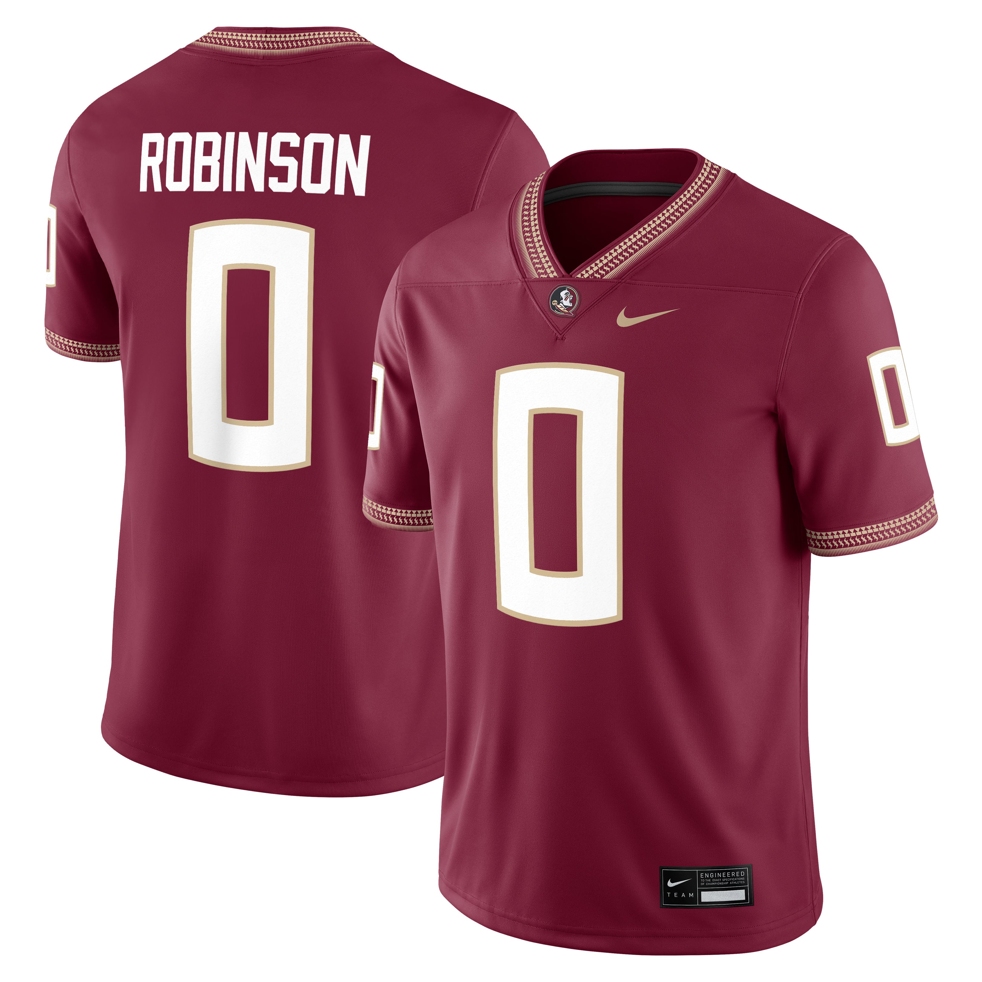Men's Nike Duce Robinson Garnet Florida State Seminoles Home Game Jersey