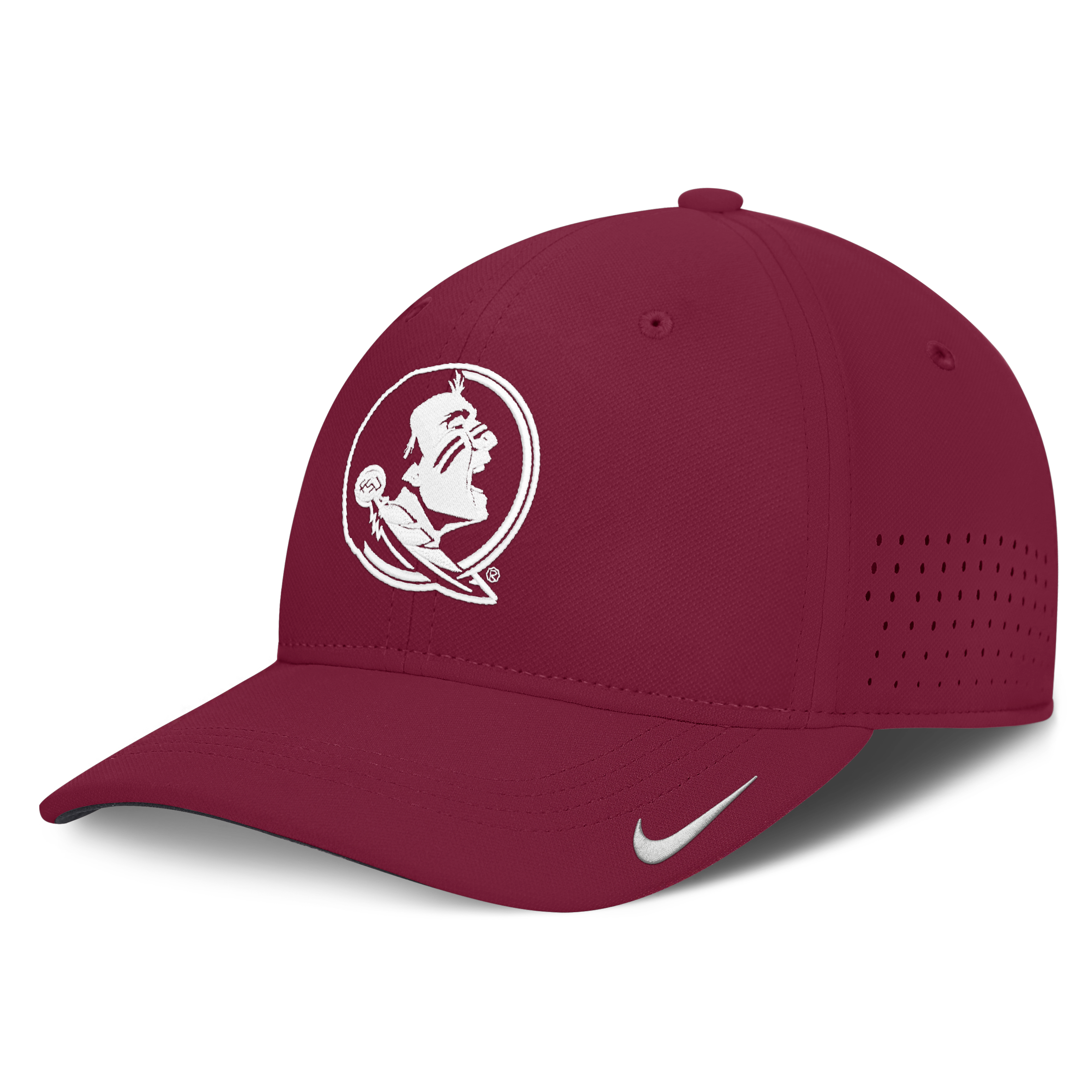 Casquette Nike Grenat Florida State Seminoles 2026 Sideline Practice AeroBill SwooshFlex Dri-FIT pour homme