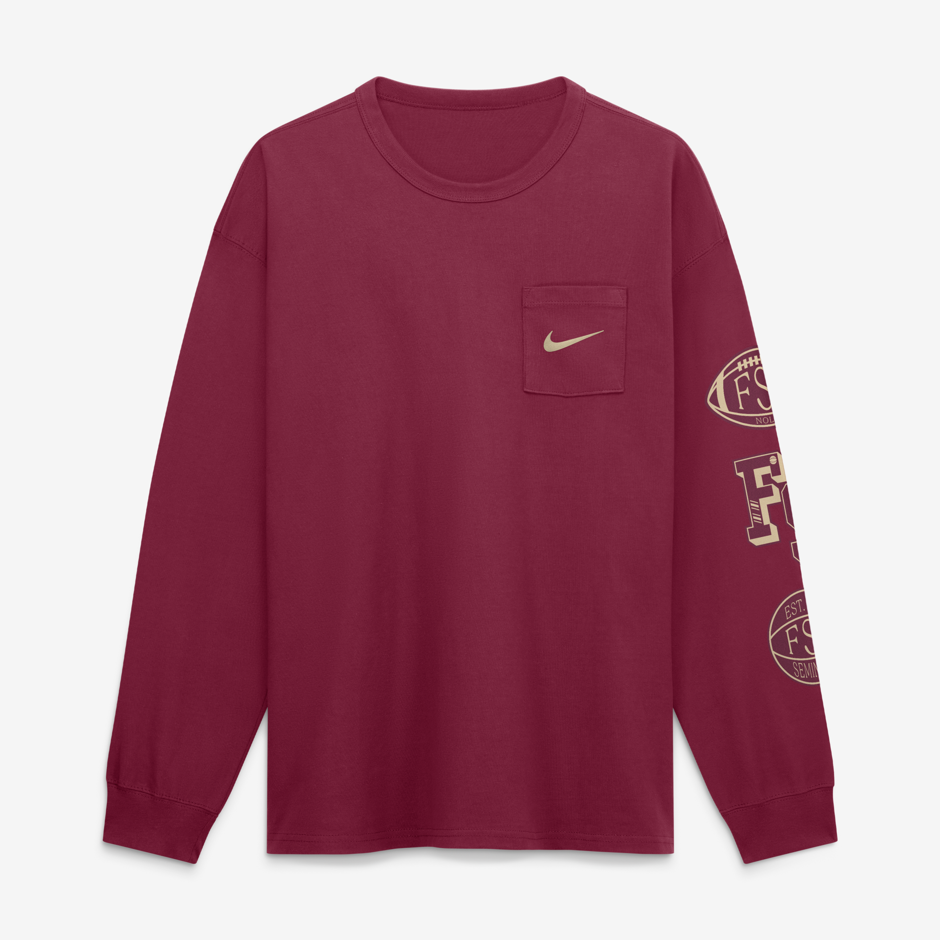 Men's Nike Garnet Florida State Seminoles Academic Long Sleeve Pocket T-Shirt