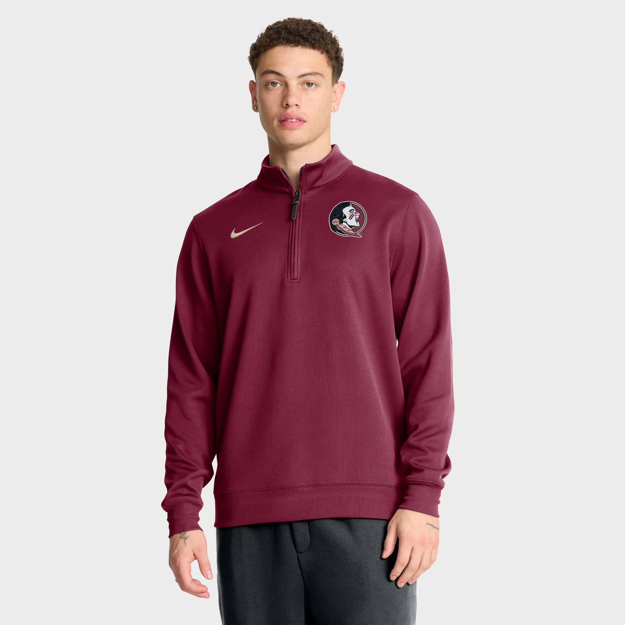 Men's Nike Garnet Florida State Seminoles Coaches Premium Dri-FIT Half-Zip Pullover