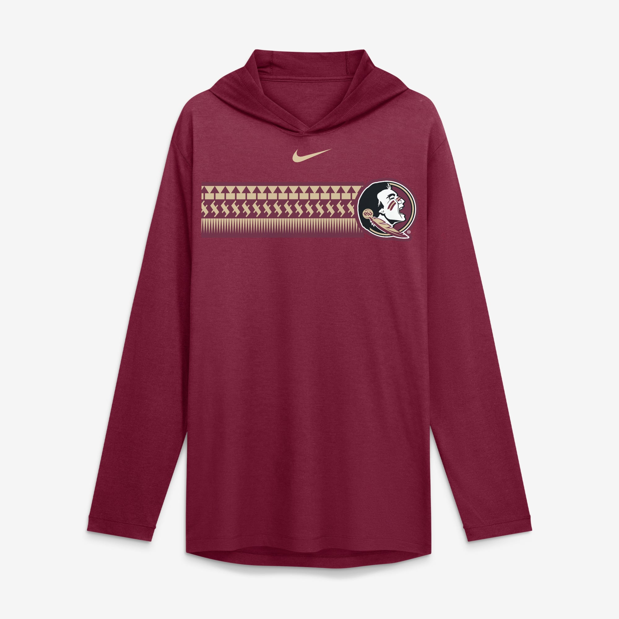 Men's Nike Garnet Florida State Seminoles Primetime Pattern Tri-Blend Dri-FIT Long Sleeve Hooded T-Shirt