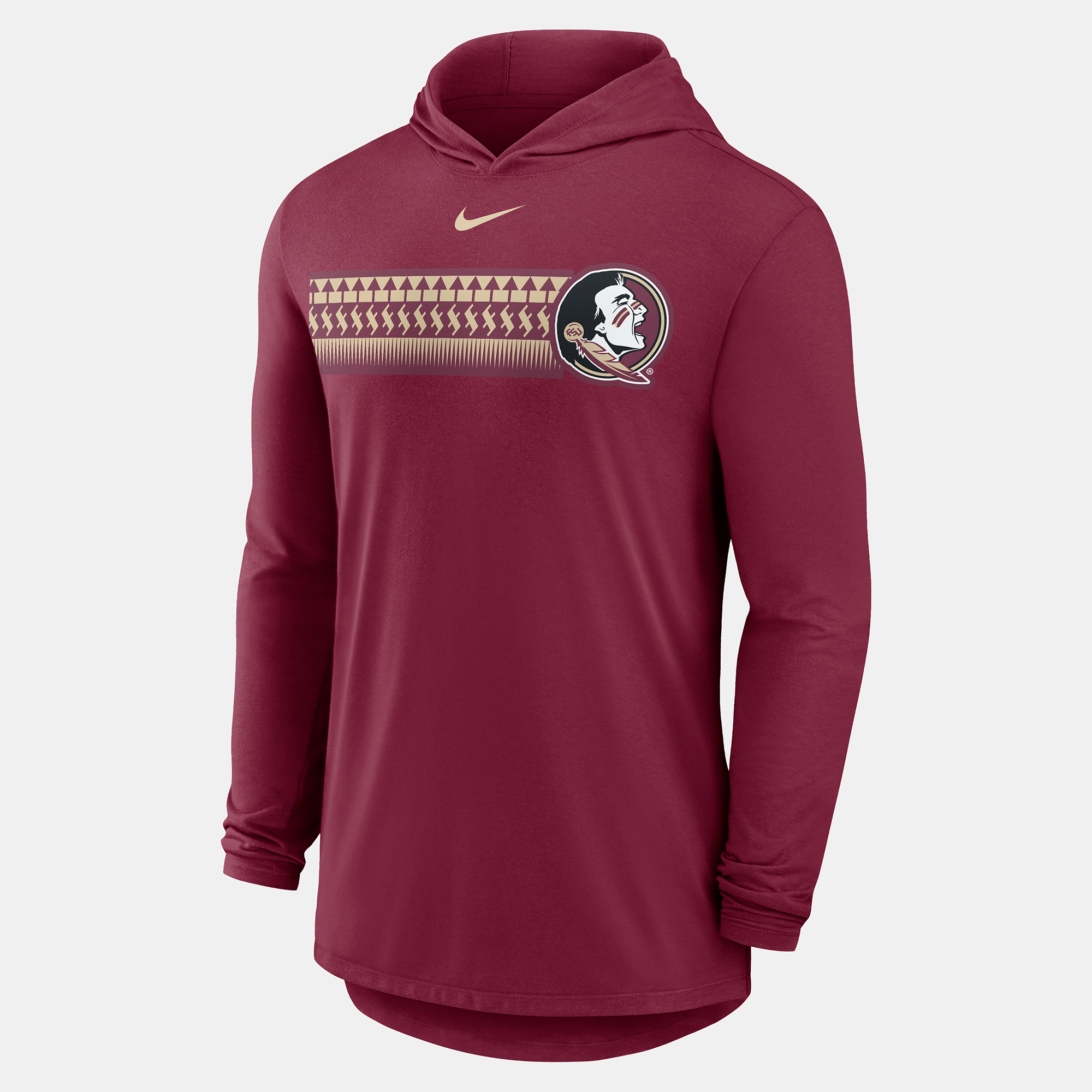 Men's Nike Garnet Florida State Seminoles Primetime Pattern Tri-Blend Dri-FIT Long Sleeve Hooded T-Shirt