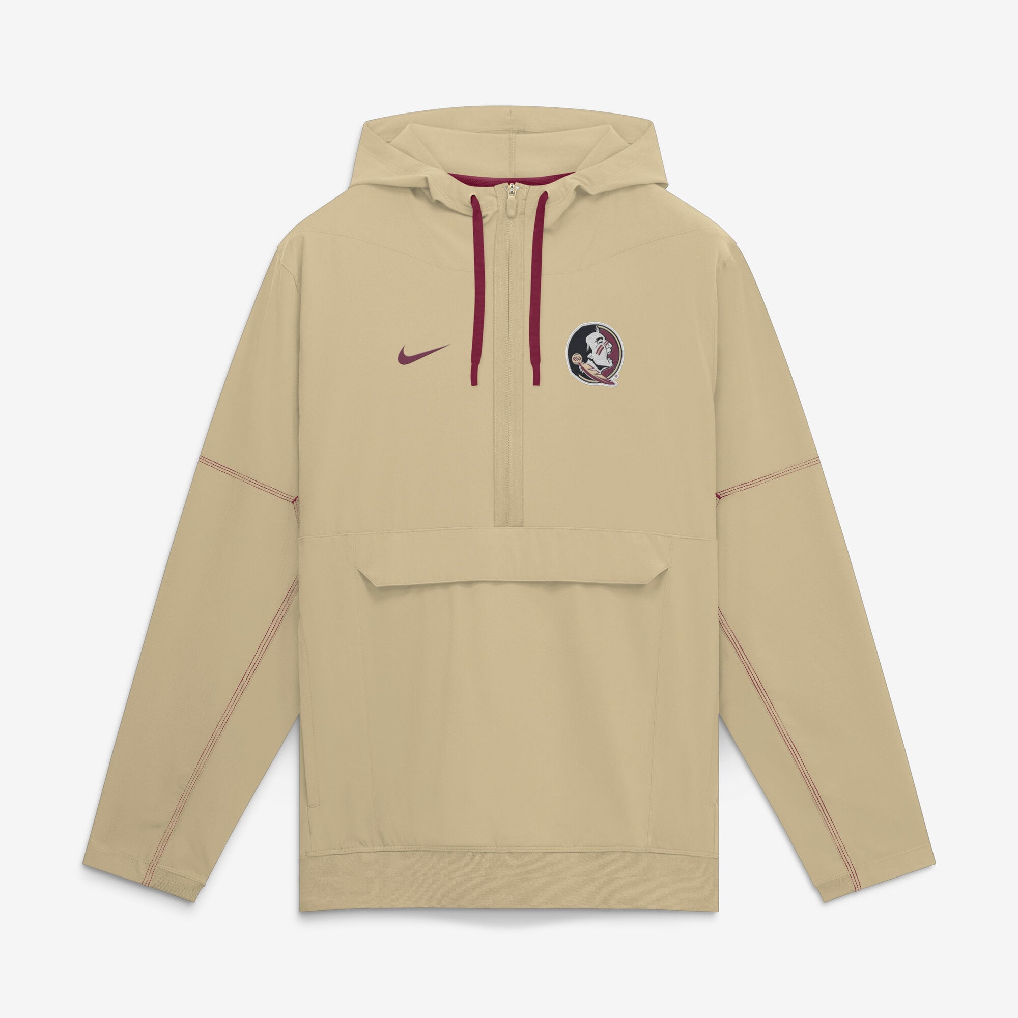 Men's Nike Gold Florida State Seminoles 2026 Sideline Anorak Half-Zip Hooded Jacket