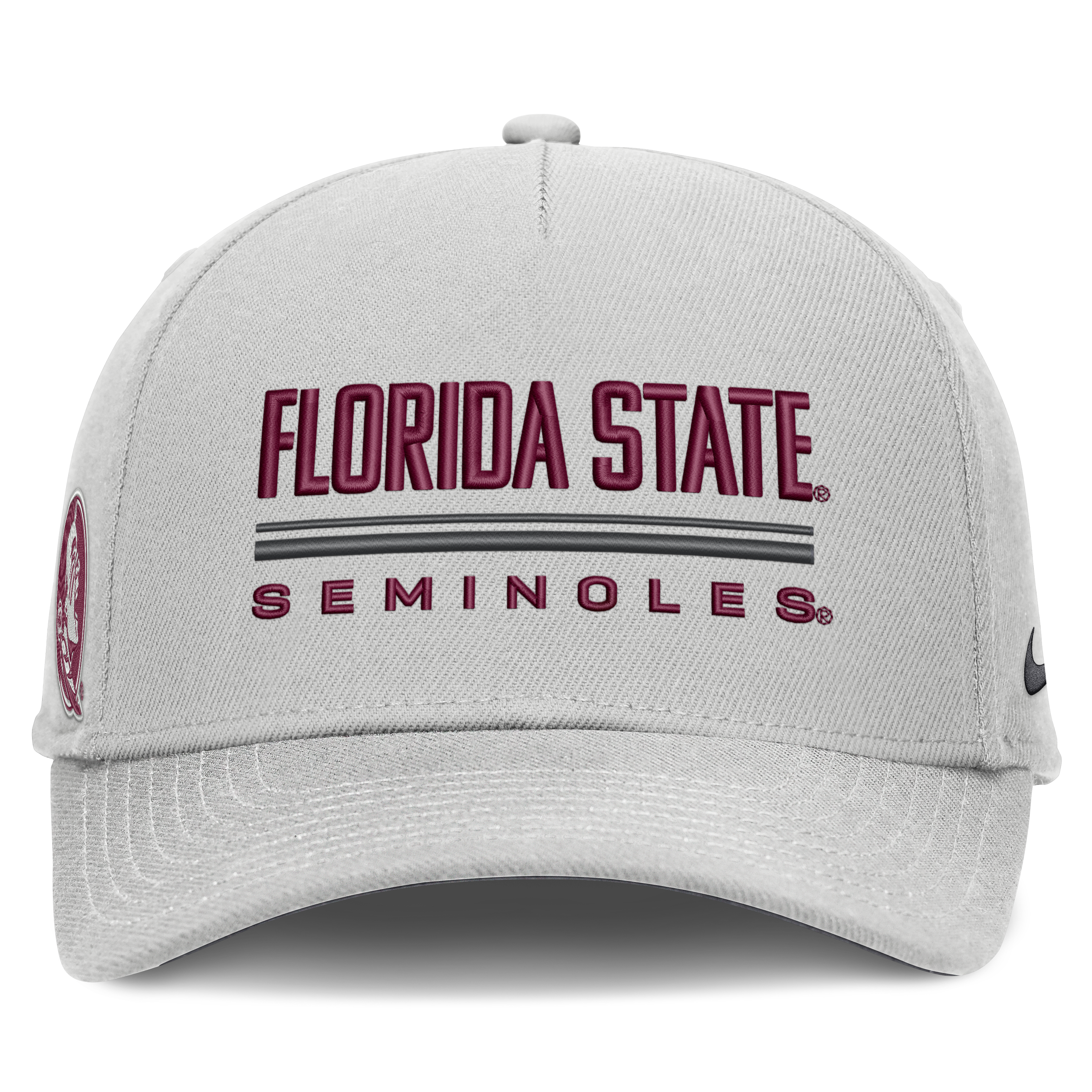 Men's Nike Gray Florida State Seminoles 2026 Sideline Dri-FIT Rise Adjustable Hat