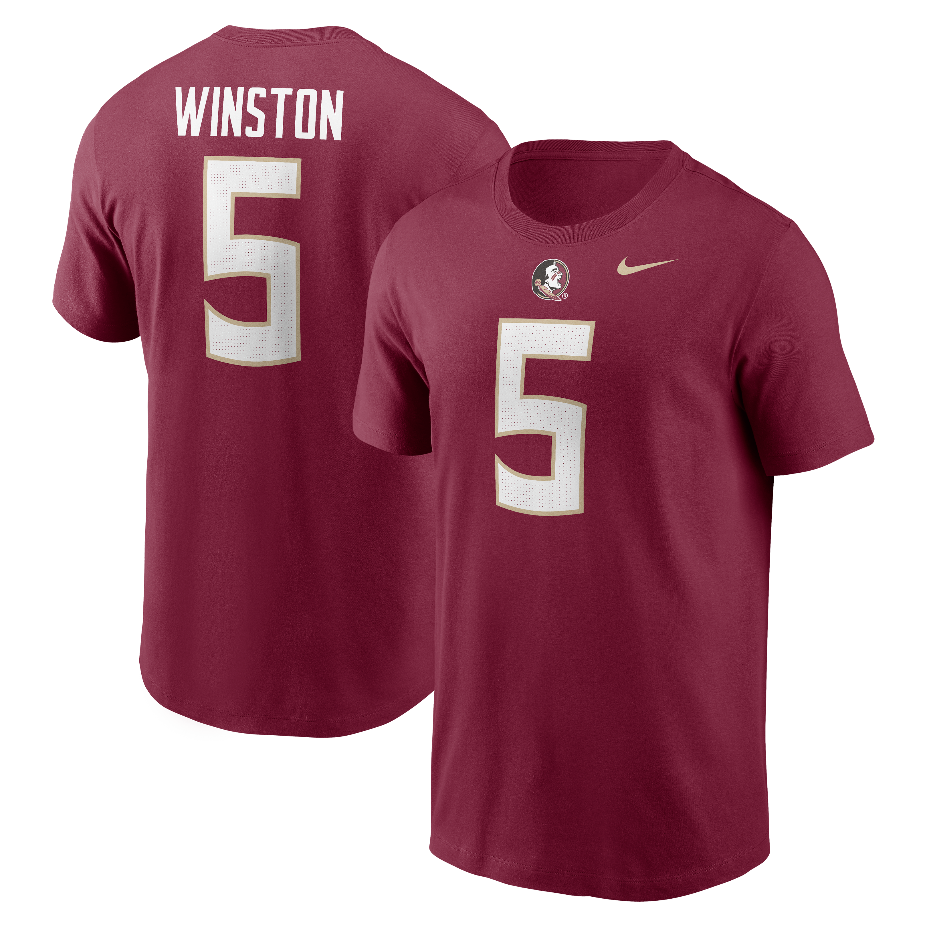 T-shirt Nike Jameis Winston Garnet Florida State Seminoles pour homme, avec nom et numéro