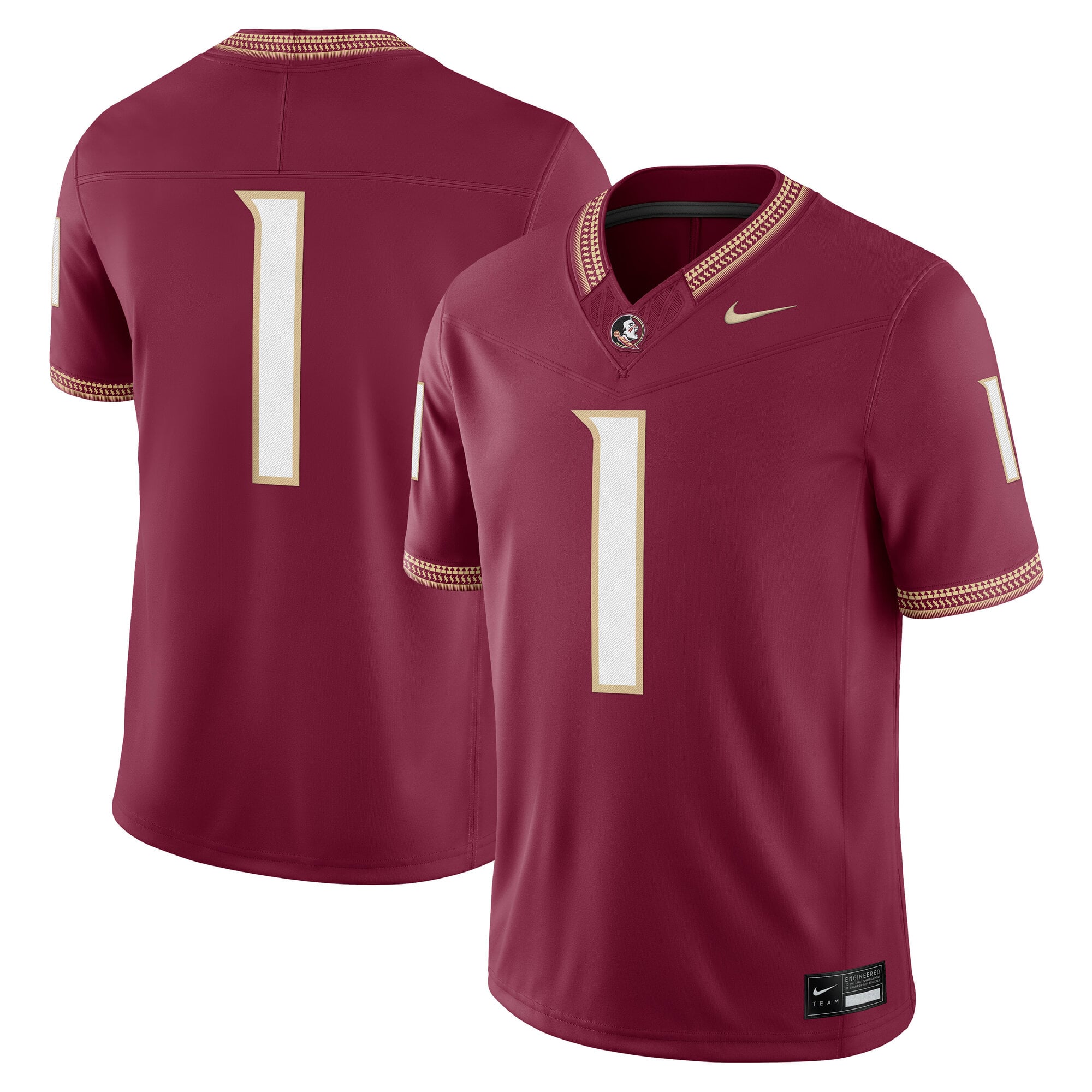 Maillot Nike Vapor F.U.S.E. Stitched Limited pour homme, numéro 1 Grenat, Florida State Seminoles