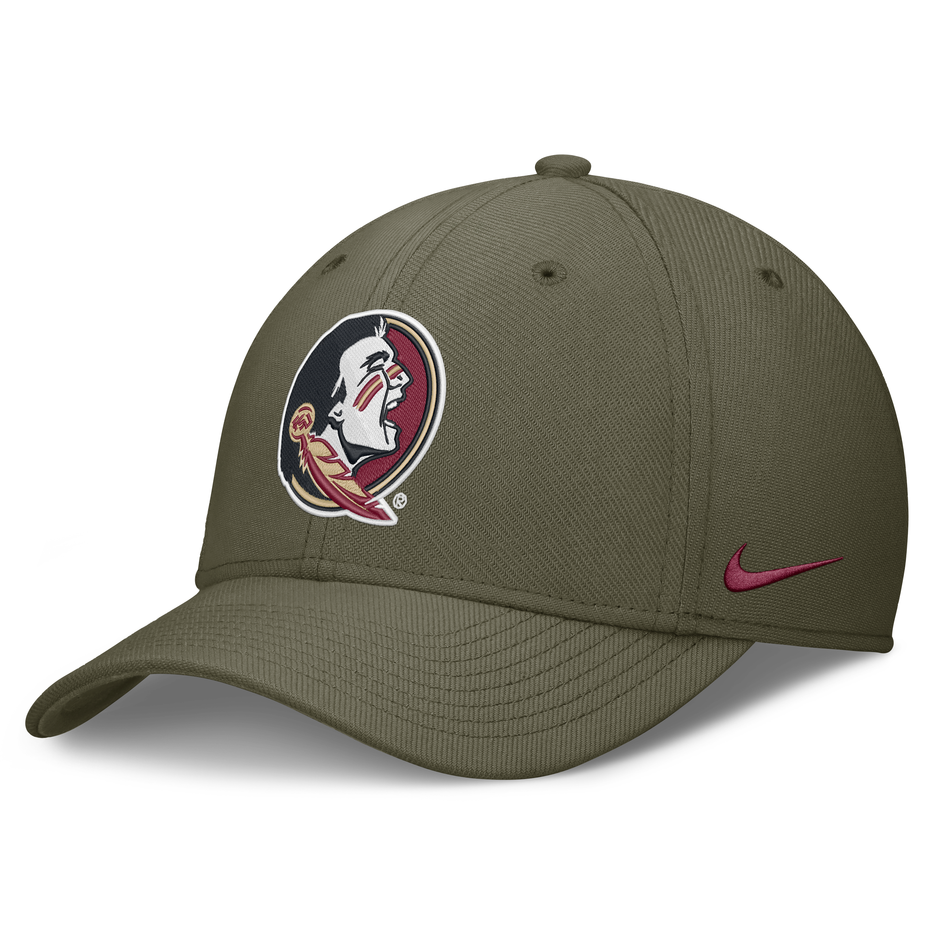 Men's Nike  Olive Florida State Seminoles Primetime SwooshFlex Dri-FIT Hat